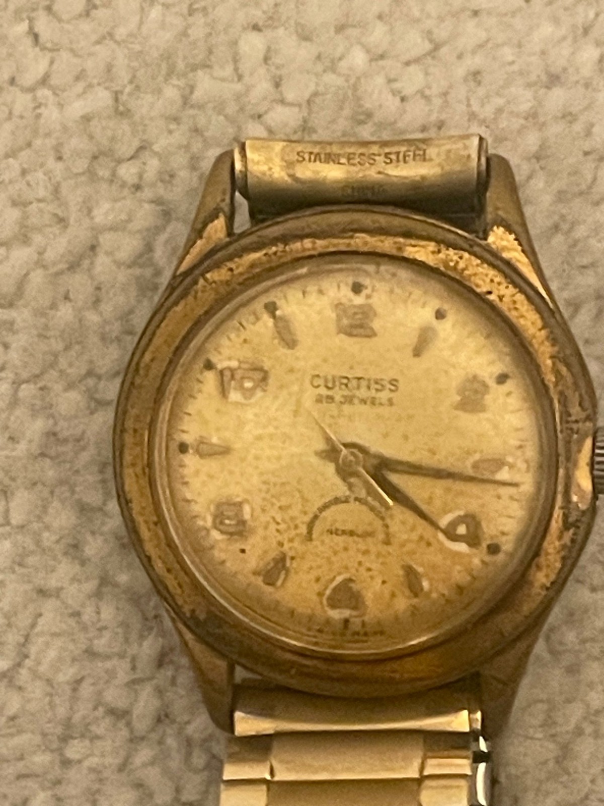 Curtiss Watch Automatic Stainless Steel Vintage Gold Tone Swiss Spares Repairs