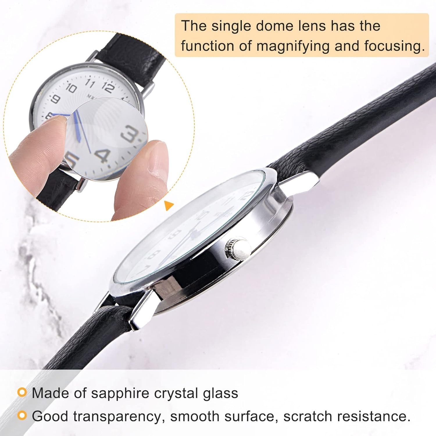19.5mm Sapphire Crystal Watch Glass Lens Single Dome Replacement 1.3mm Thickness