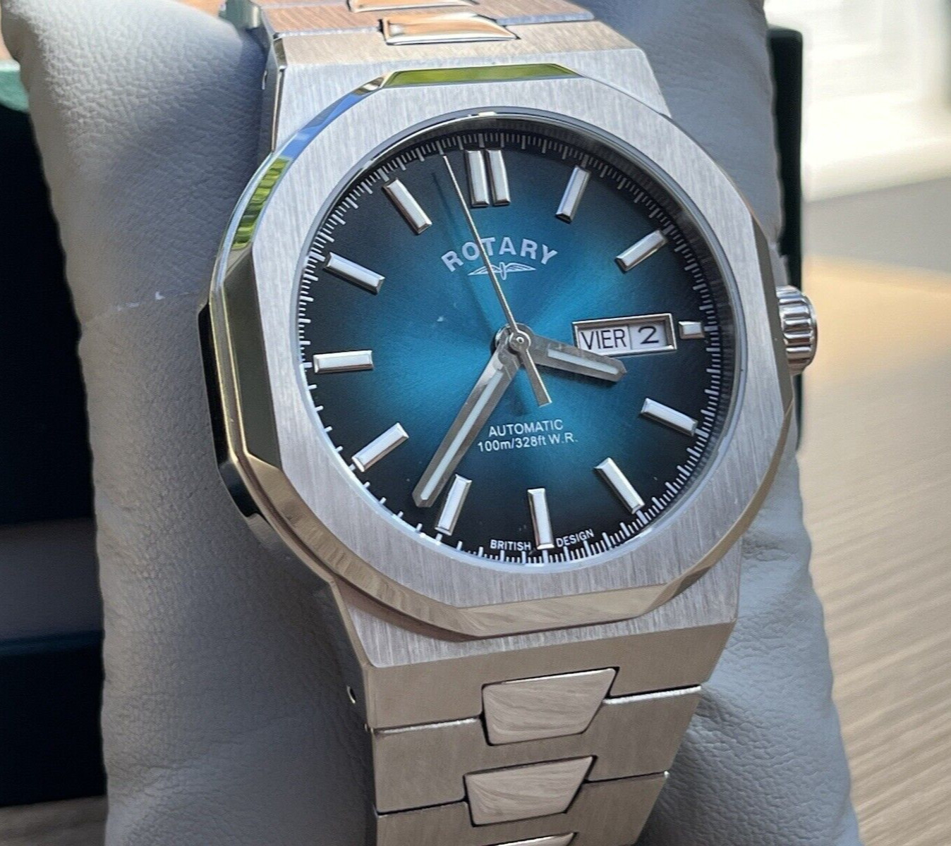 ROTARY GB05490/73 MENS REGENT SPORTS AUTOMATIC TEAL SUNRAY FUME DIAL WATCH BNIB
