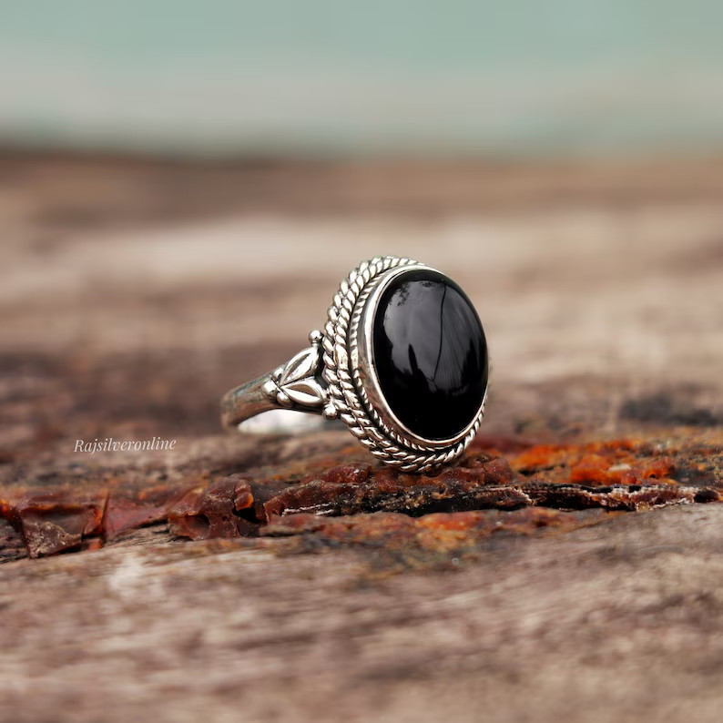 Black Onyx Ring 925 Sterling Silver Band& Statement Ring Handmade Ring