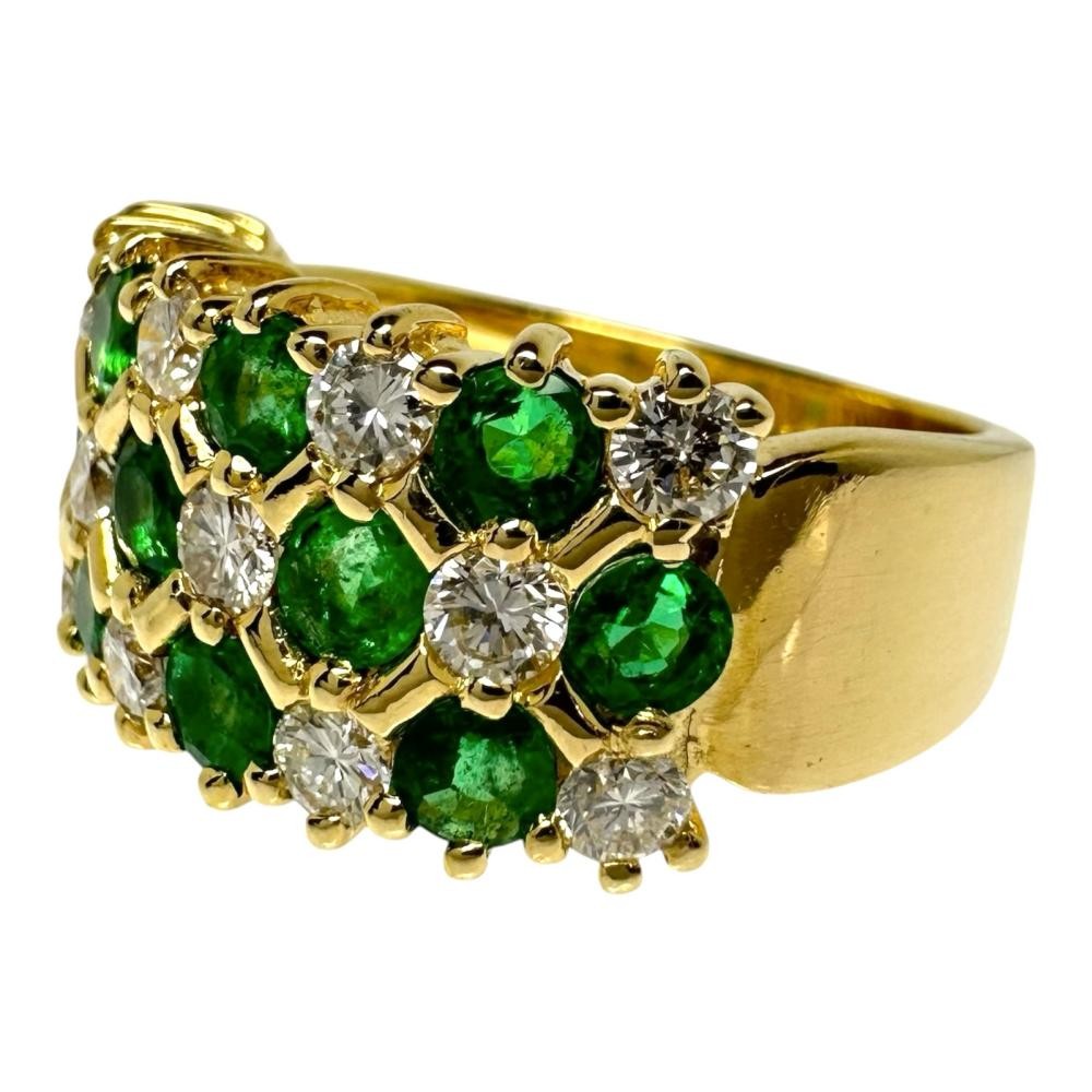 US 5.3 Emerald 1.24ct in total diamond Total 0.71ct Ring K18 Gold 7.6g Women