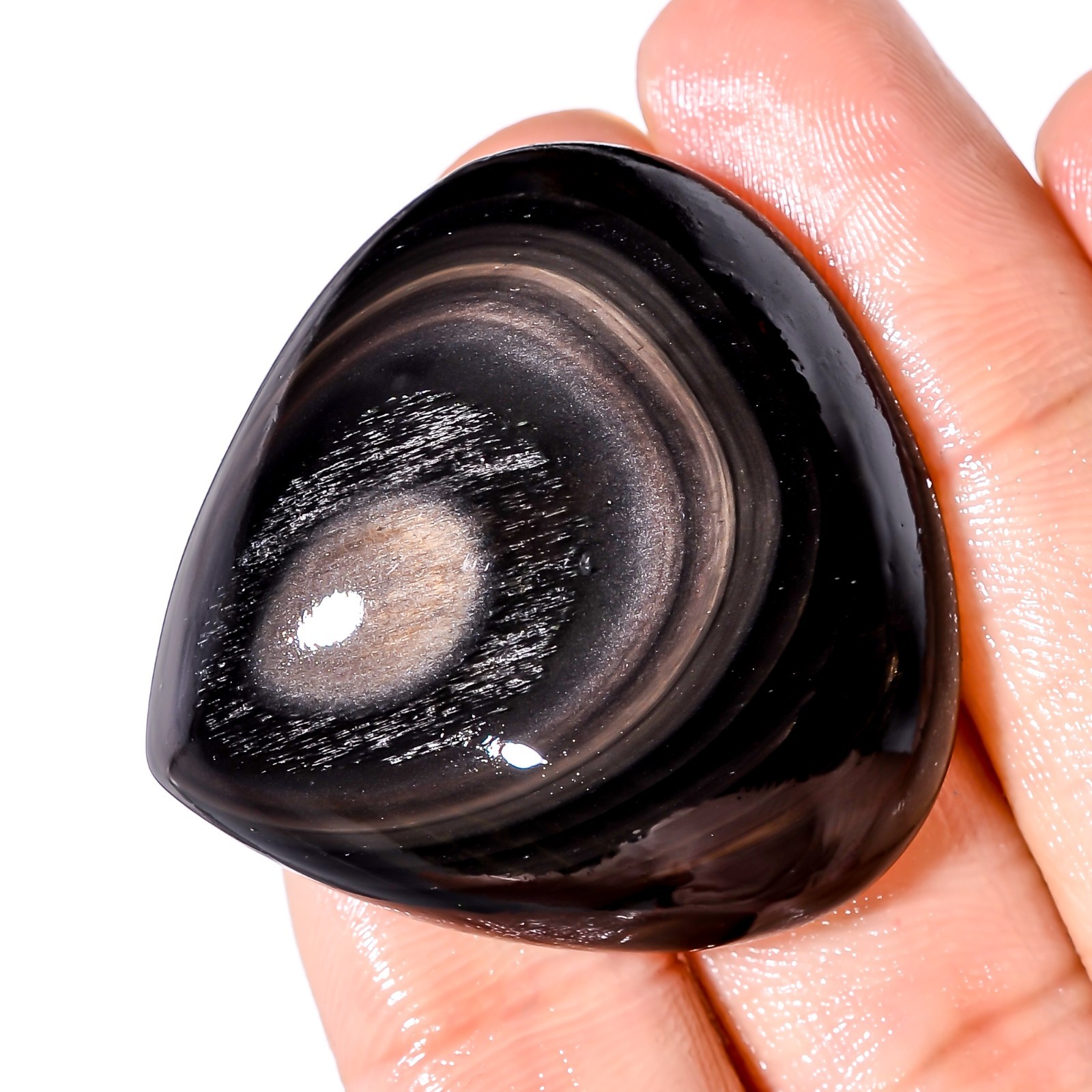 A+ 100% Natural Rainbow Obsidian Pear Cabochon Rare Gemstone 80.05Ct 36X36X10mm