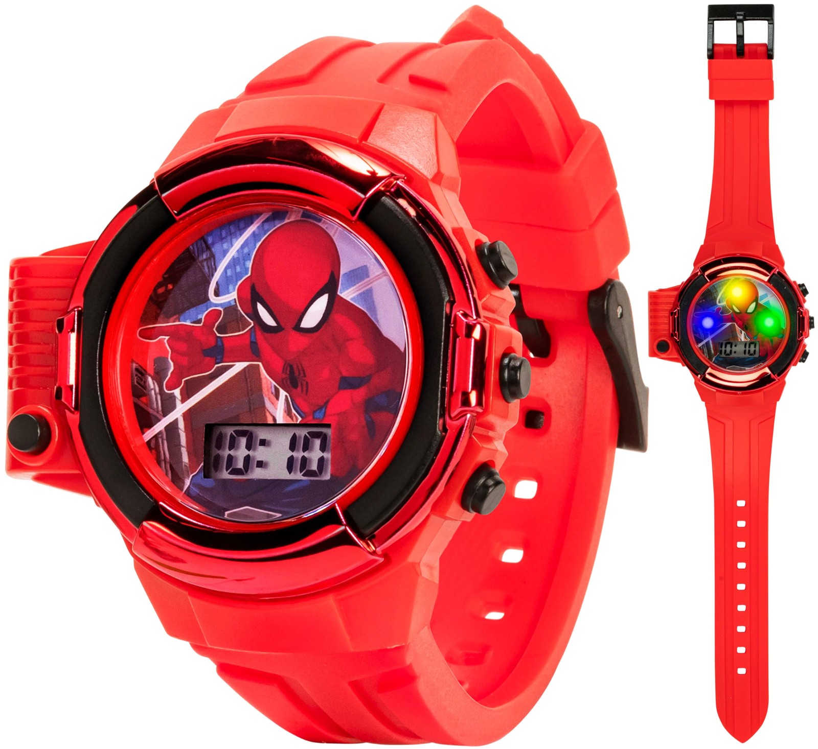 Marvel Spider-Man Flashlight Watch for Kids – Light-Up Fun with LCD Display, LED