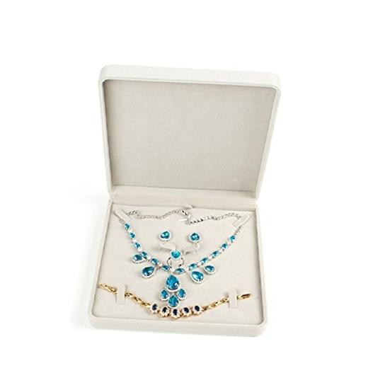 Jewelry Set Velvet Box Necklace Earring Ring Necklace Bracelet Gift Beige