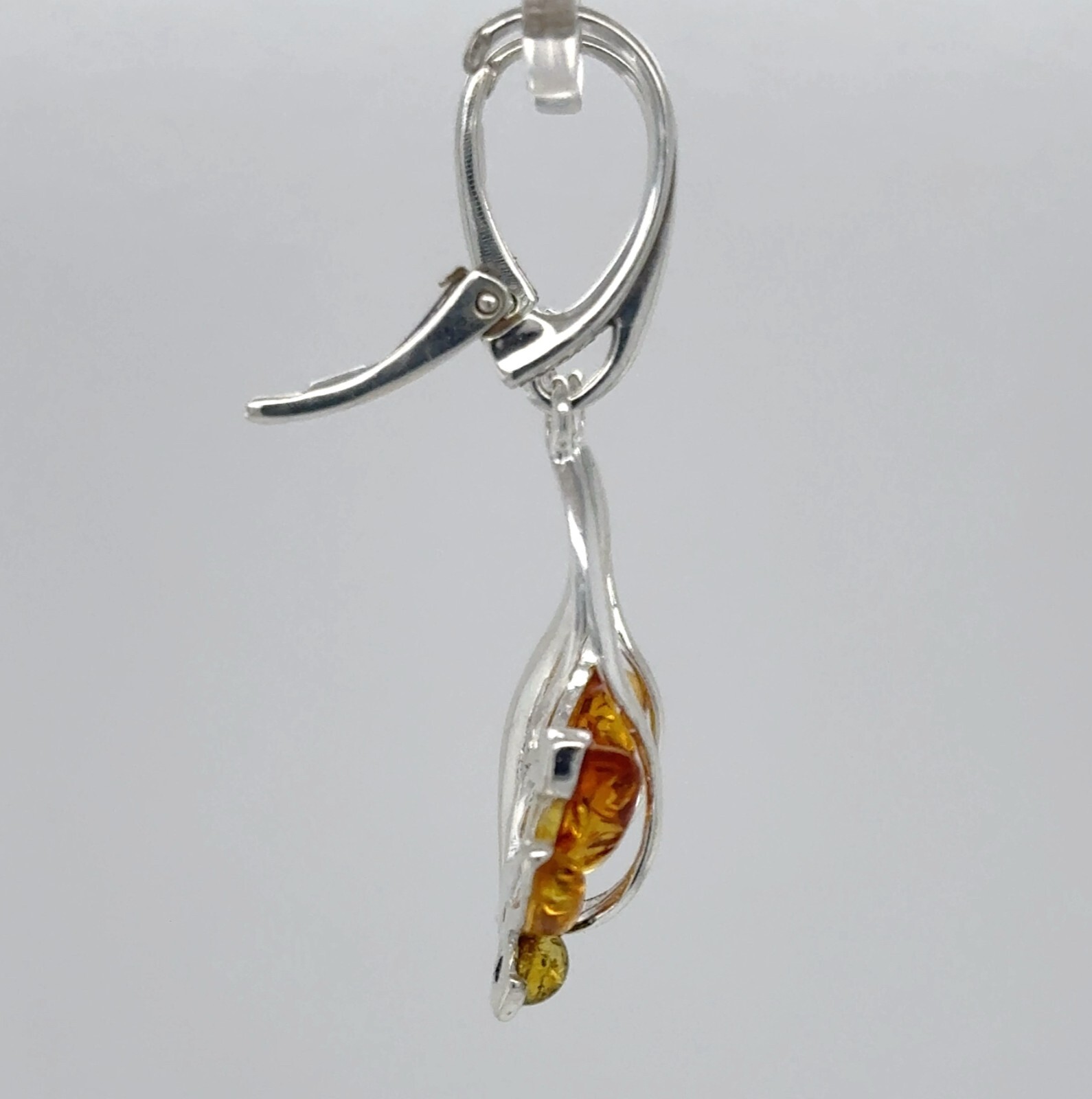 Multi-Color BALTIC AMBER Dangle Leveback Earrings 925 STERLING SILVER #2551e
