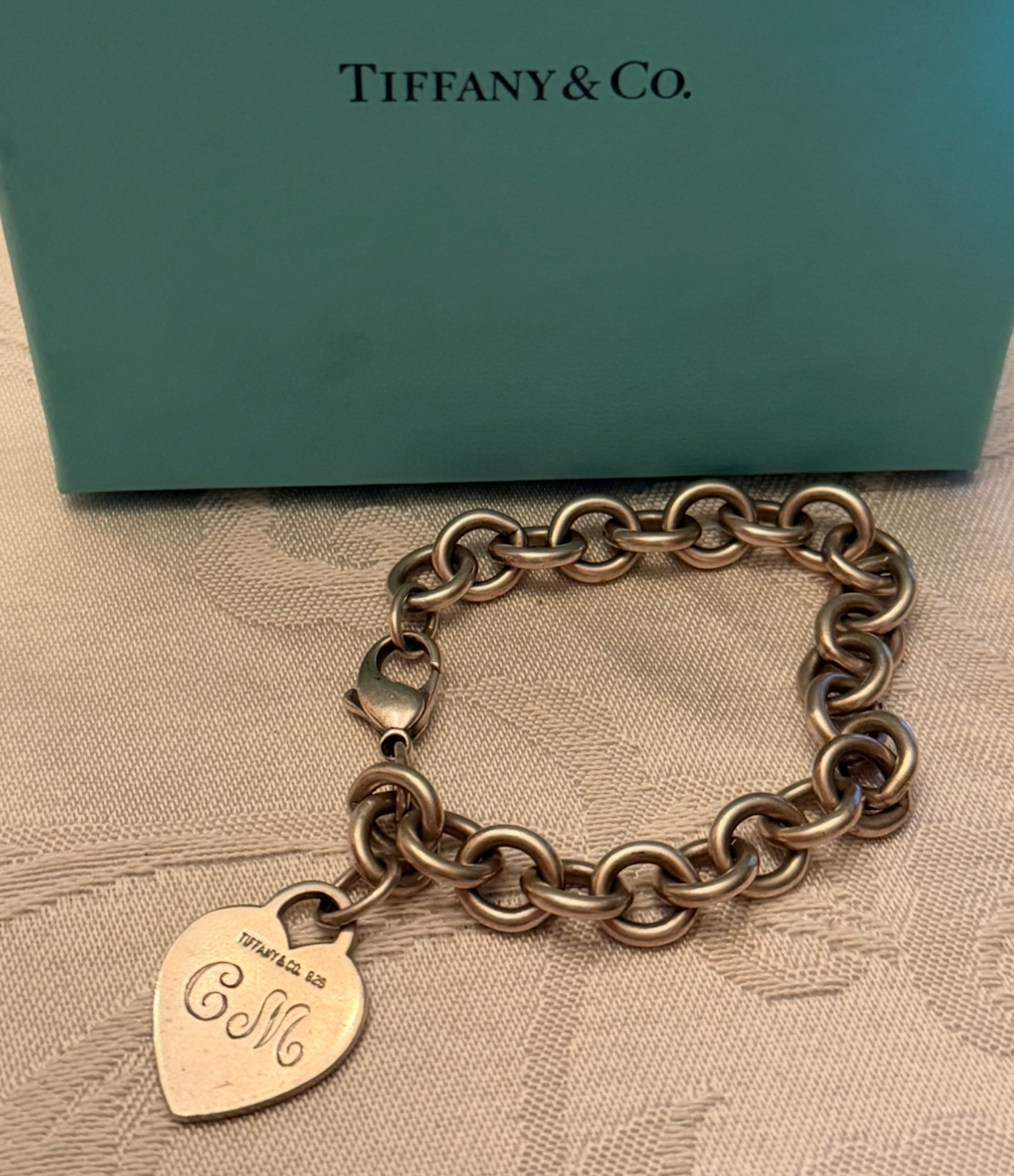 100% Authentic Tiffany & Co. Heart Tag Bracelet 925 Sterling Silver 8′ 35.4 Gram