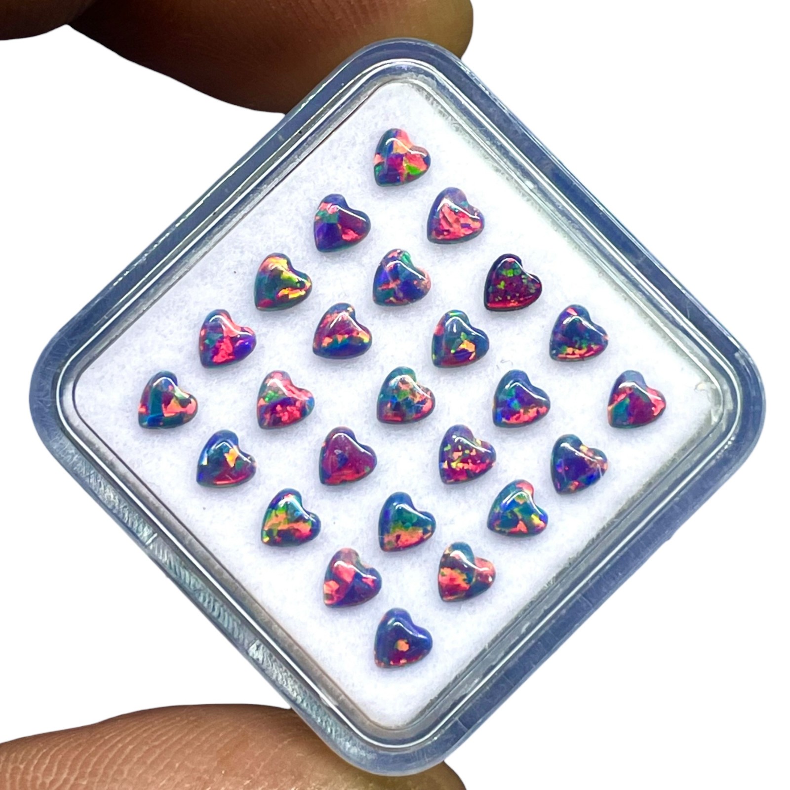 16 Pcs Black Australian Opal 3mm Heart Cabochon AAA Quality LabCreated Gemstones