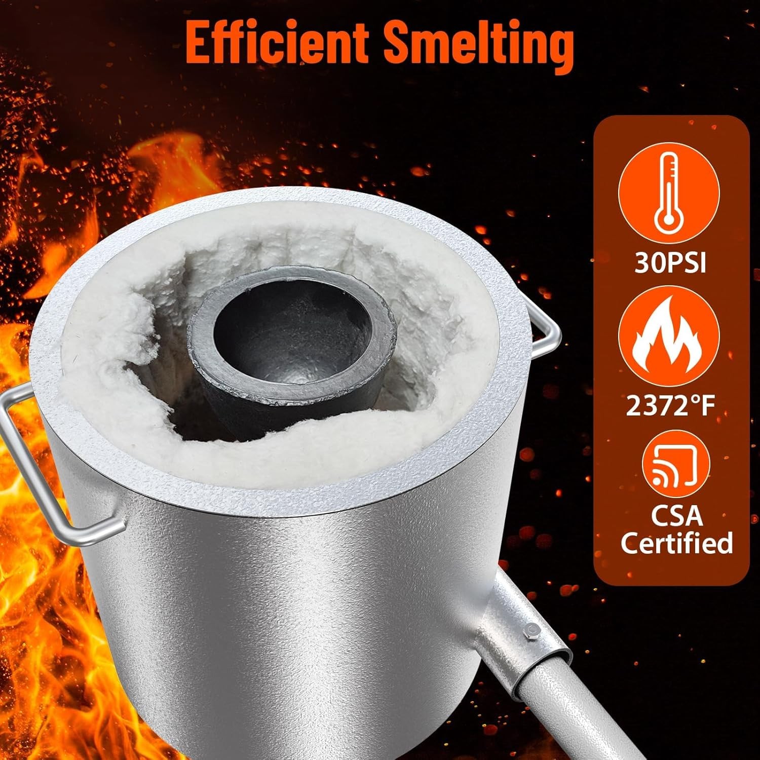 Propane Melting Furnace Kit 6KG with Crucible Tongs Metal Smelting Silver
