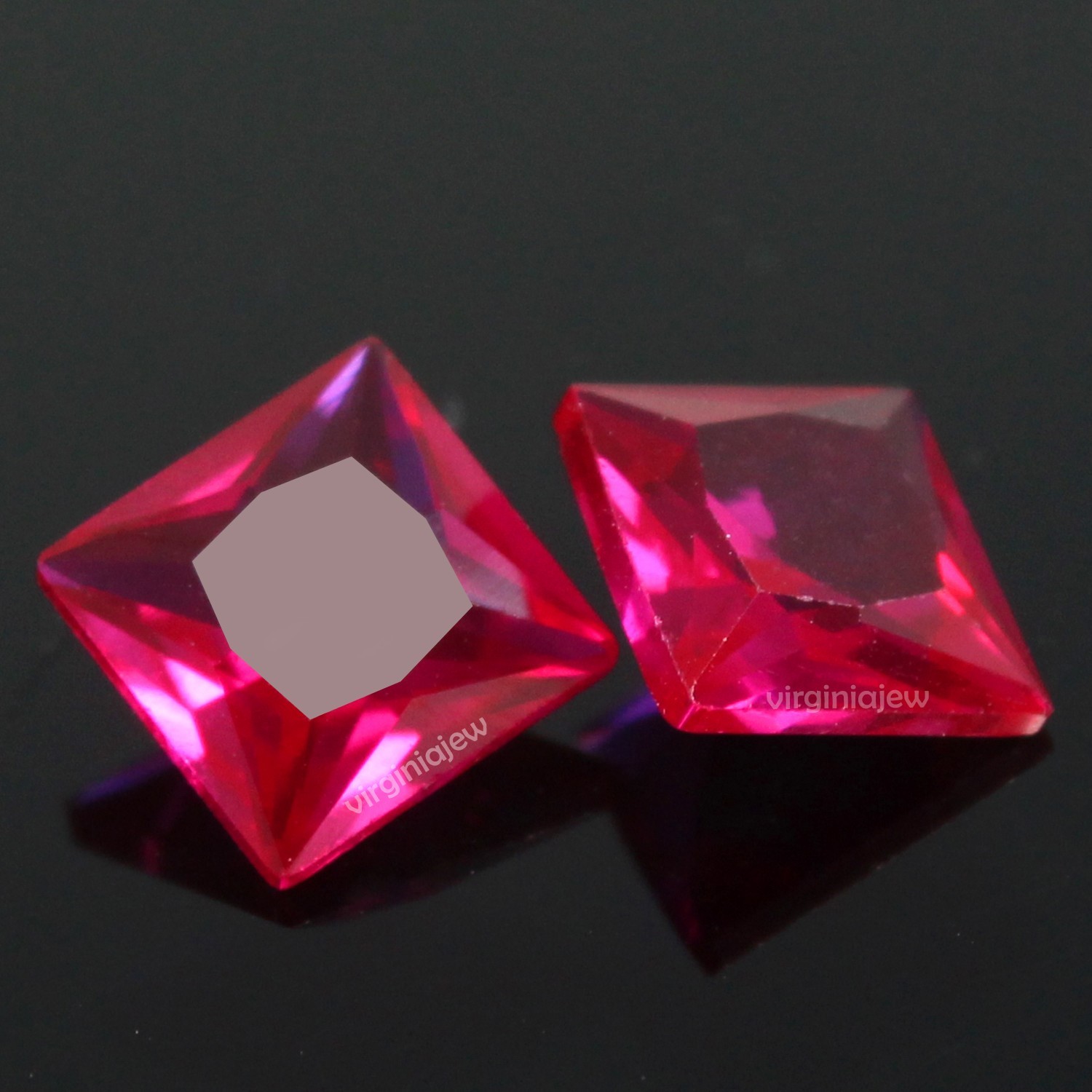 Certified Natural Mogok Pigeon Blood Red Ruby 11.00 MM Princess Pair Gemstone