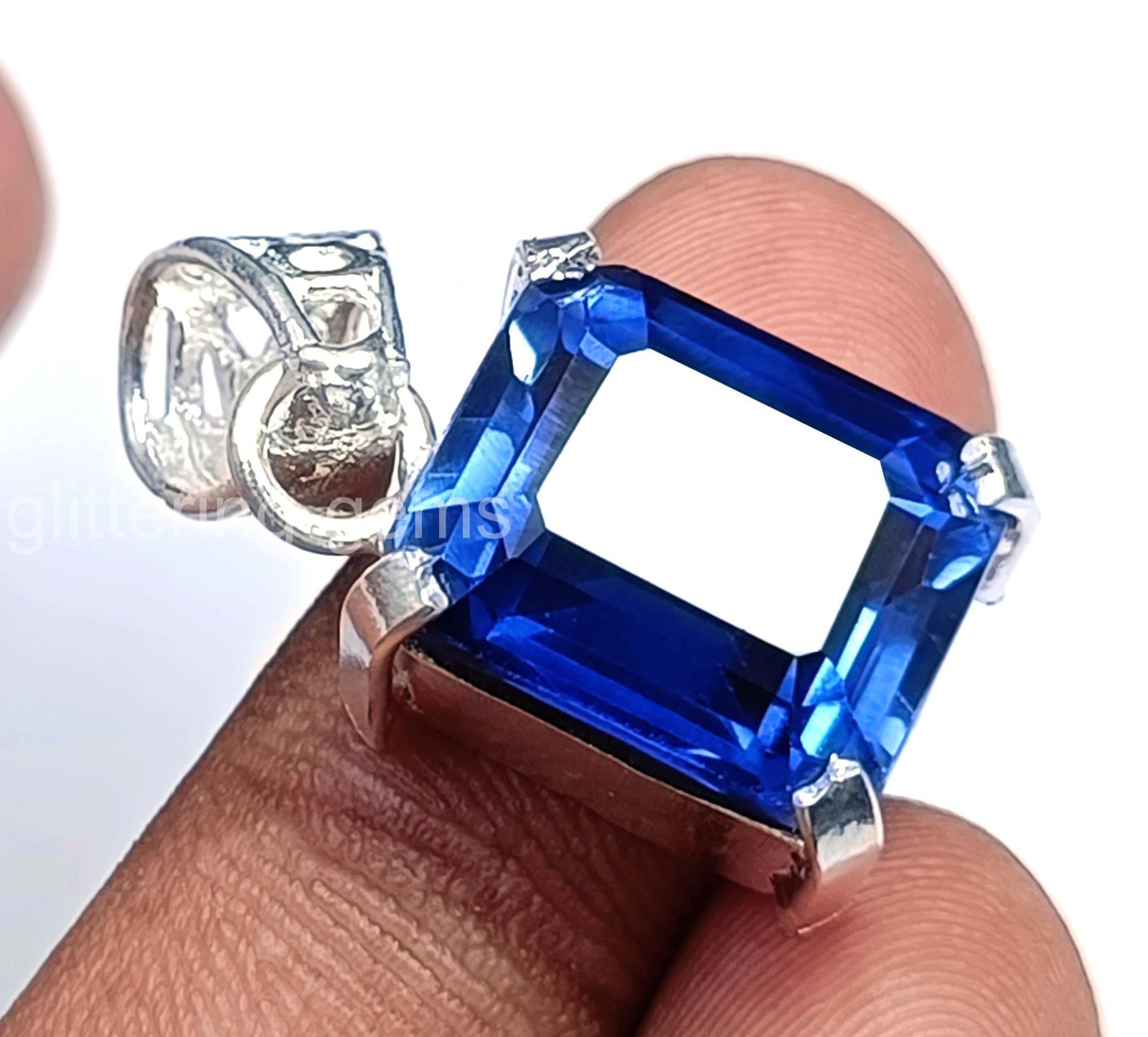 IGL Certified 25.0 Ct Natural Sapphire 925 Silver Pendant Loose Gemstone 5JOU