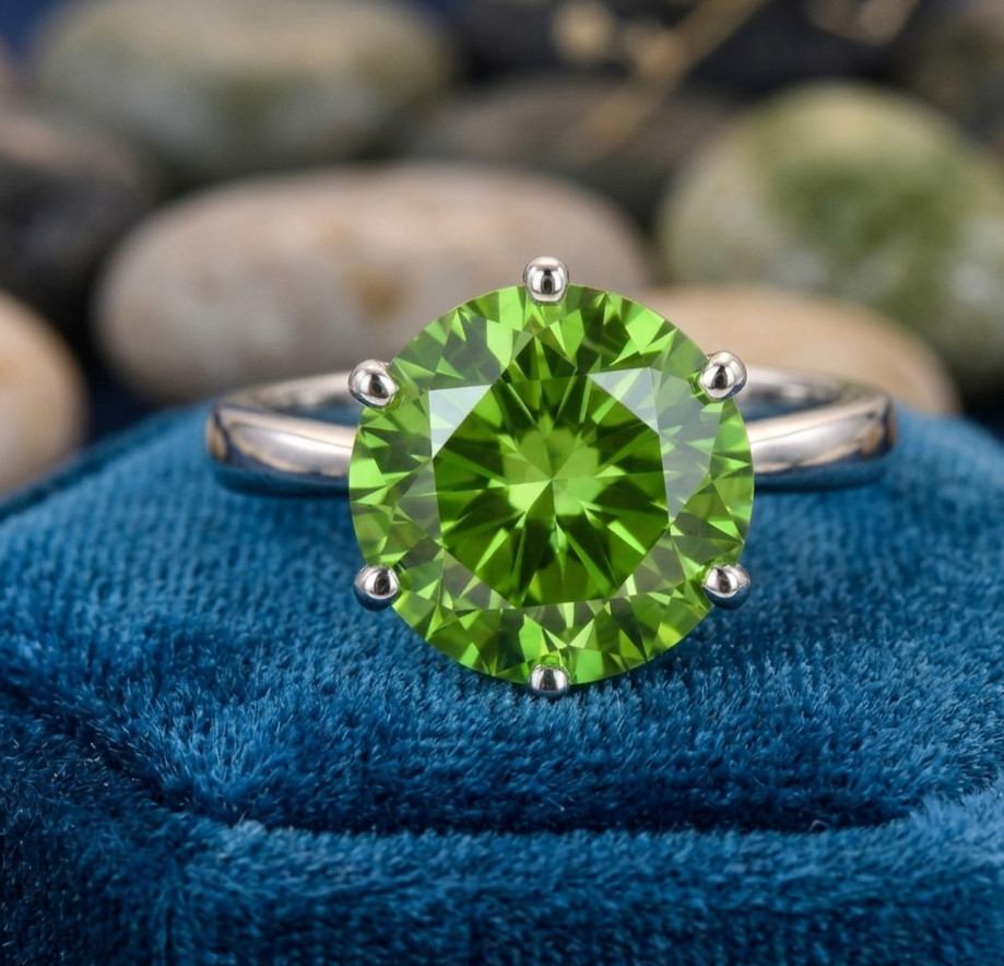 10.00 CT Certified Leaf Green Diamond Ring , Tariffs FREE & Matching Studs .