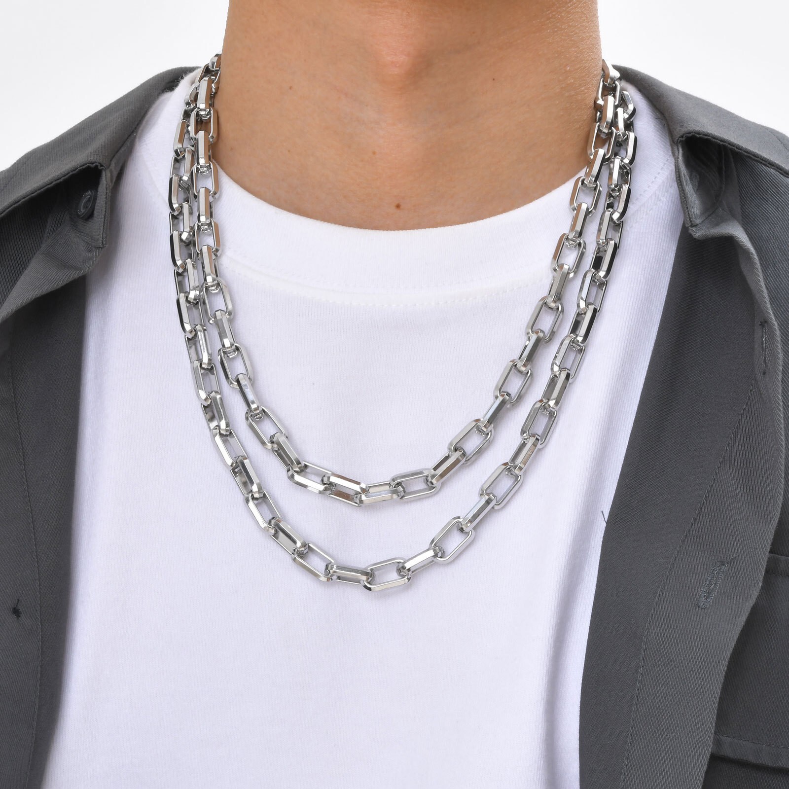 24inch 9.2mm Stainless Steel Polished Simple Long Box Necklace Chain Silver Mens