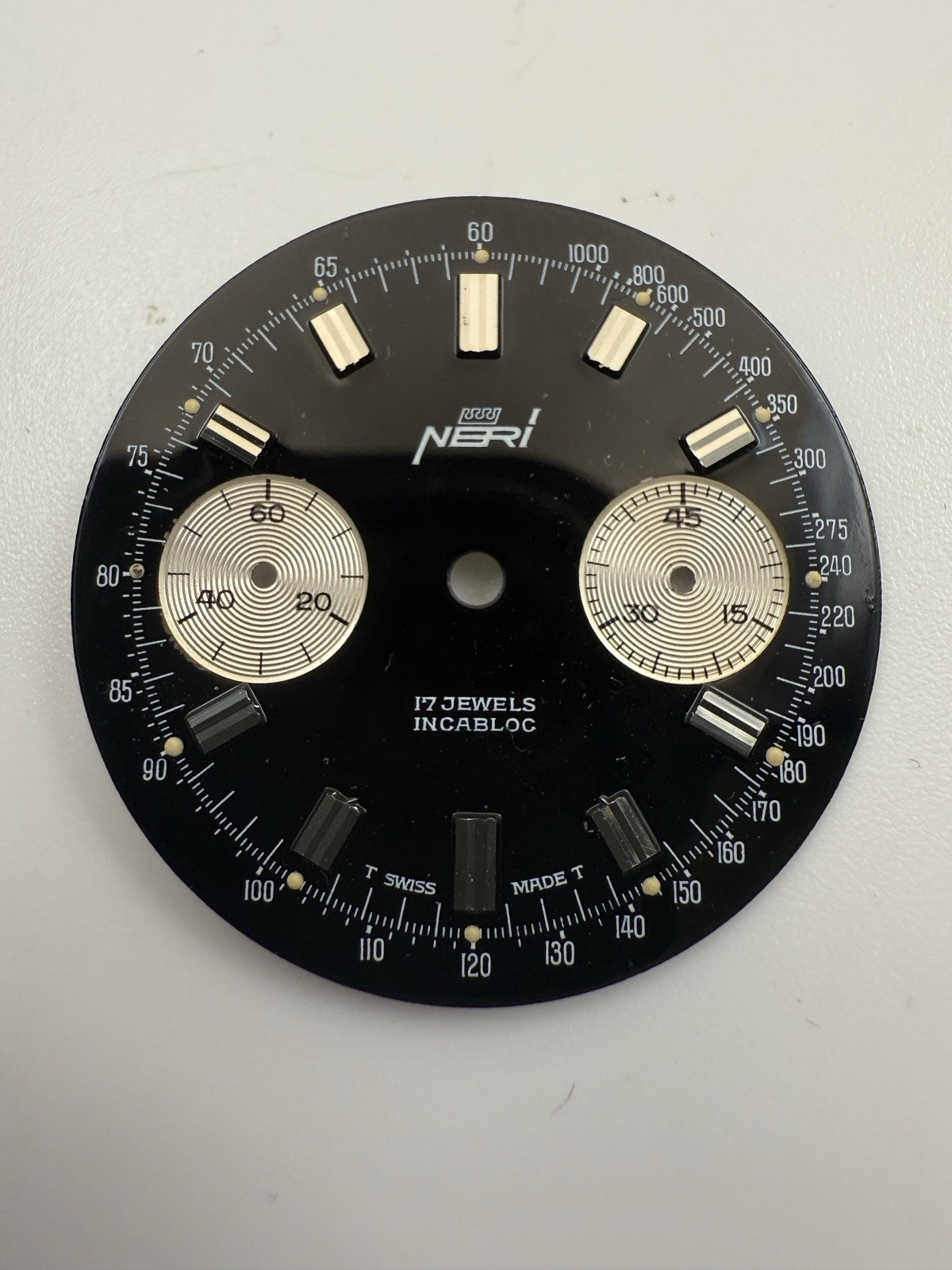 NOS Swiss Made Valjoux 7733 Chronograph Case with 30.5 mm Neri Dial