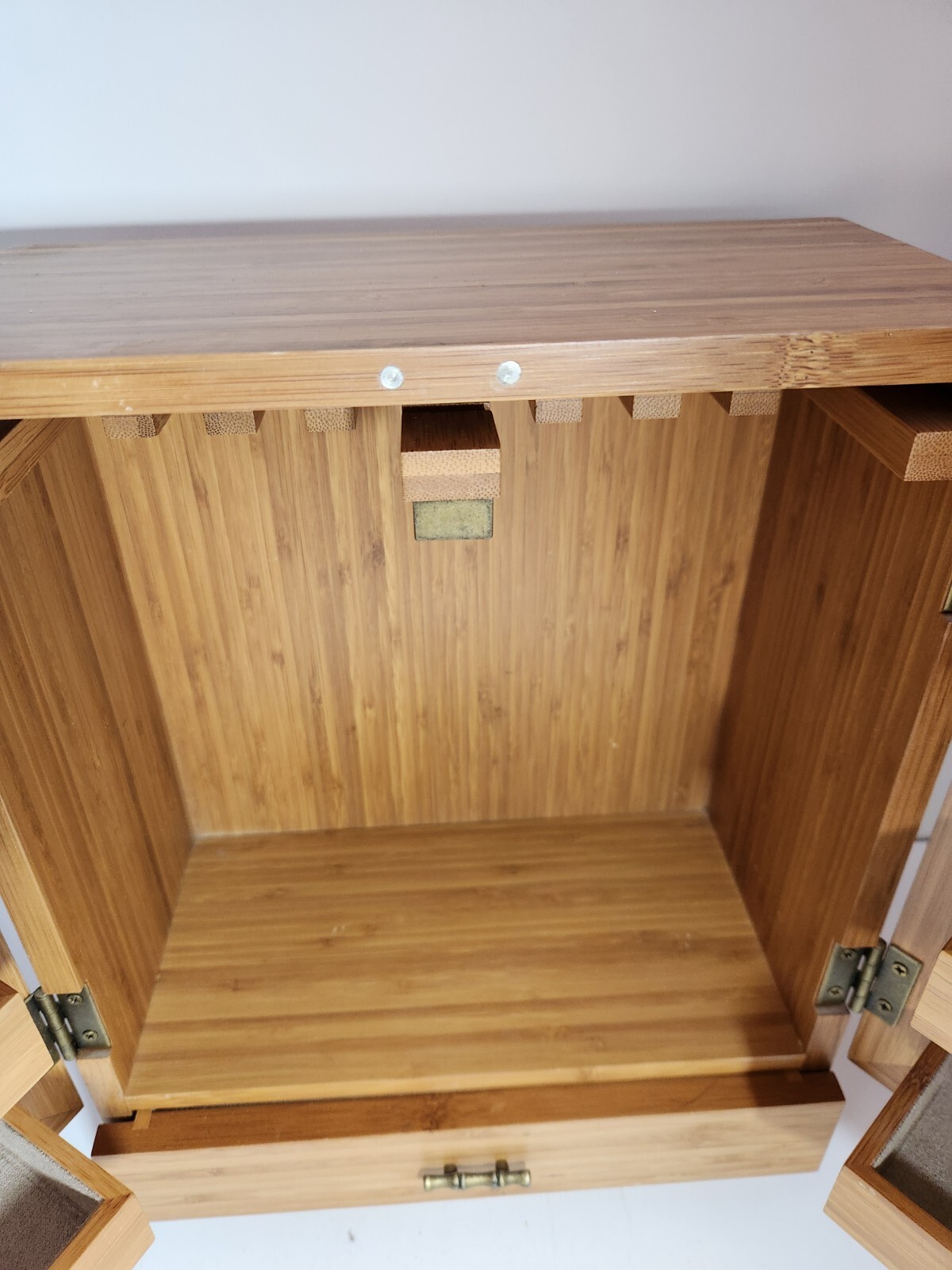 14″ Red Envelope Jewelry Armoire Cabinet Dresser Storage Light Wood Bamboo