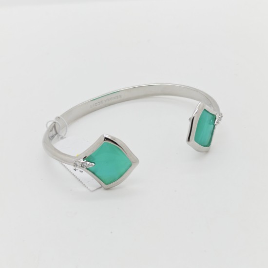 New Kendra Scott Joelle Silver Cuff Bracelet in Bright Aqua Illusion