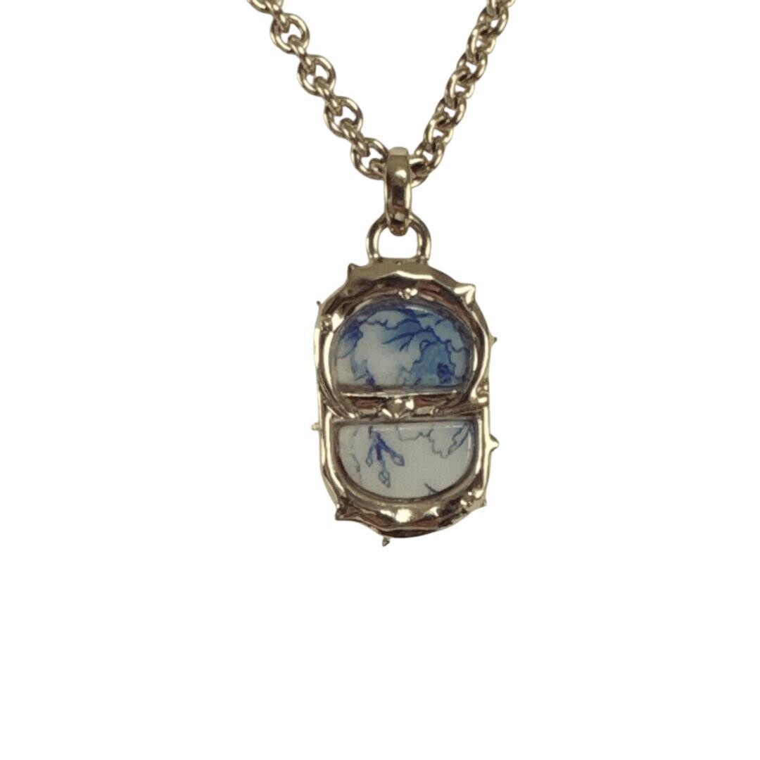 Dior CD Icon Resin Necklace Gold Silver Blue Pendant 52cm Authentic From Japan