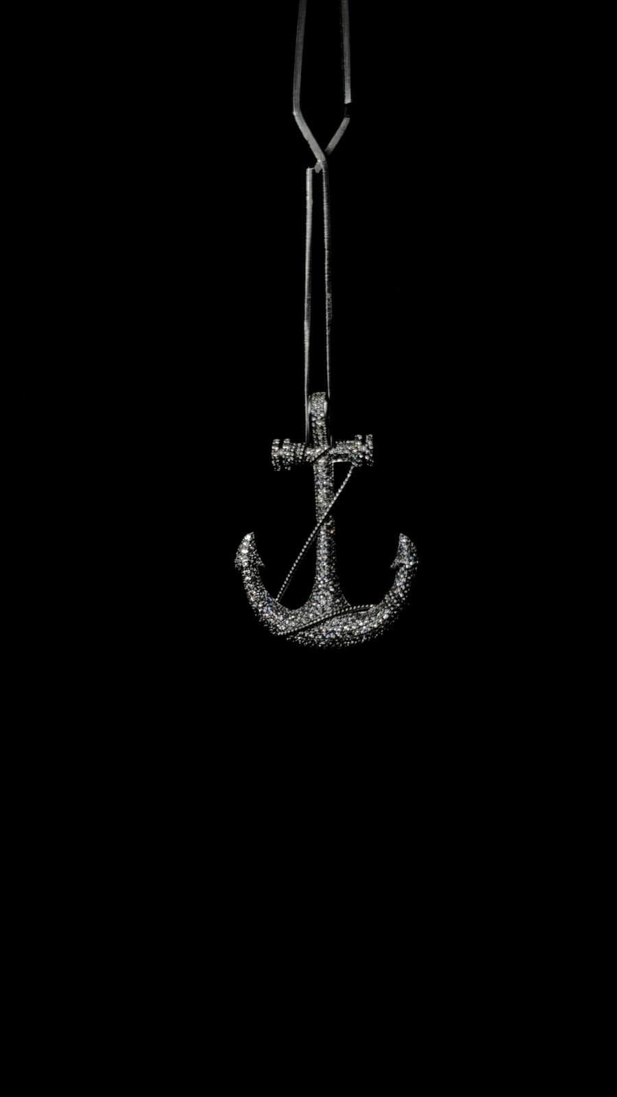 925 Sterling Silver CZ Anchor Pendant | 9g | Read Description
