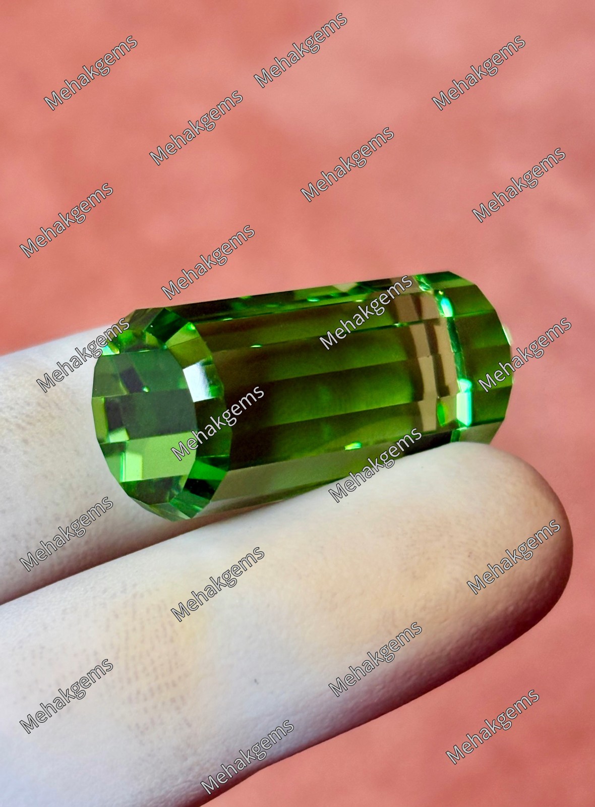 90. Ct Natural Mint Green Topaz Fancy Cube Faceted Loose Gemstone Certified