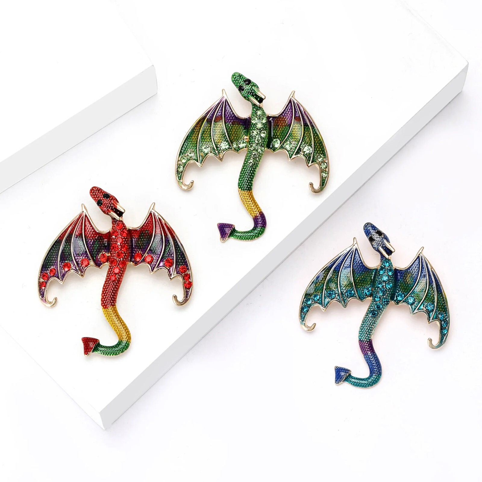 New Style Dragon Brooches Luxury Rhinestone Pin Necklace Gifts Jewelry Animal