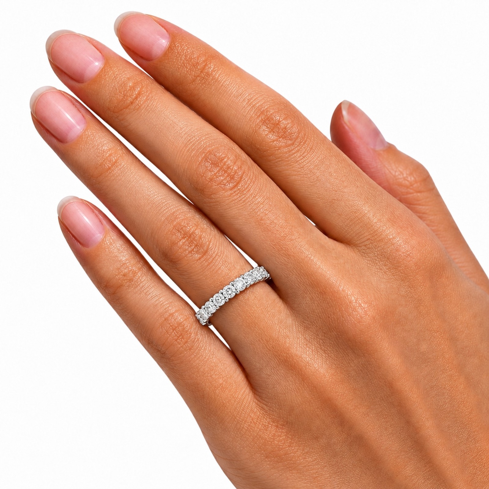 Diamonair 2.00 Round cut Lab Grown Diamond (F/VS+) 14K Gold 13 Stone Ring