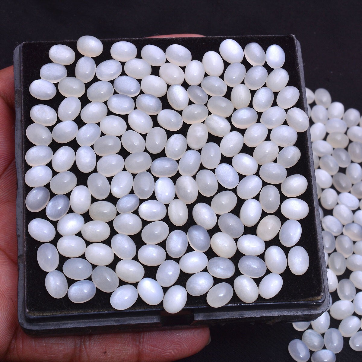 70 Pcs Natural Moonstone Untreated Oval Cabochon 8mm*6mm Gemstones Wholesale
