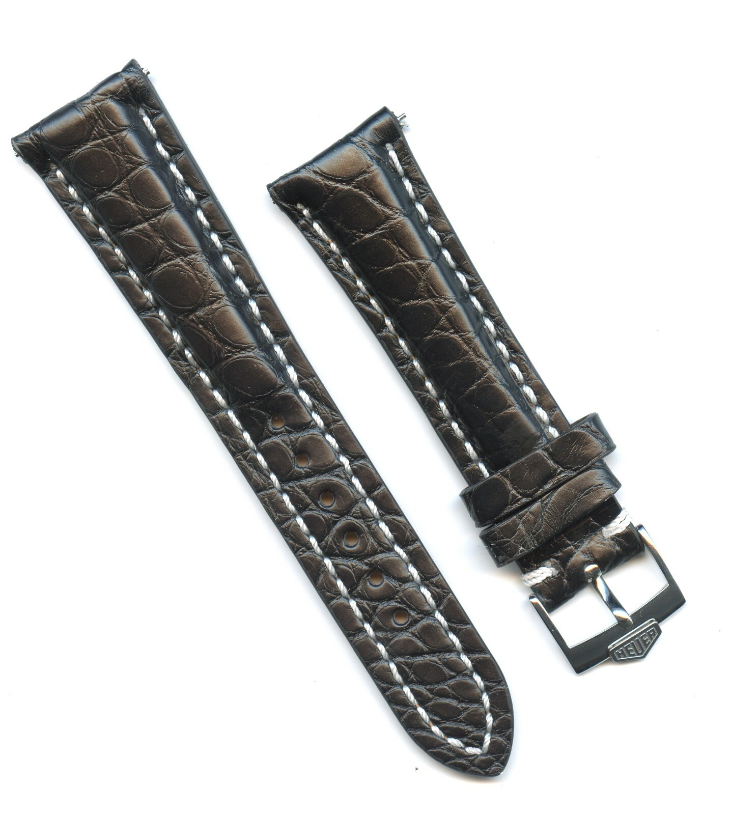 MB GENUINE BLACK ALLIGATOR STRAP 18mm 19mm 20mm 22mm, PRE TAG HEUER BUCKLE GOLD