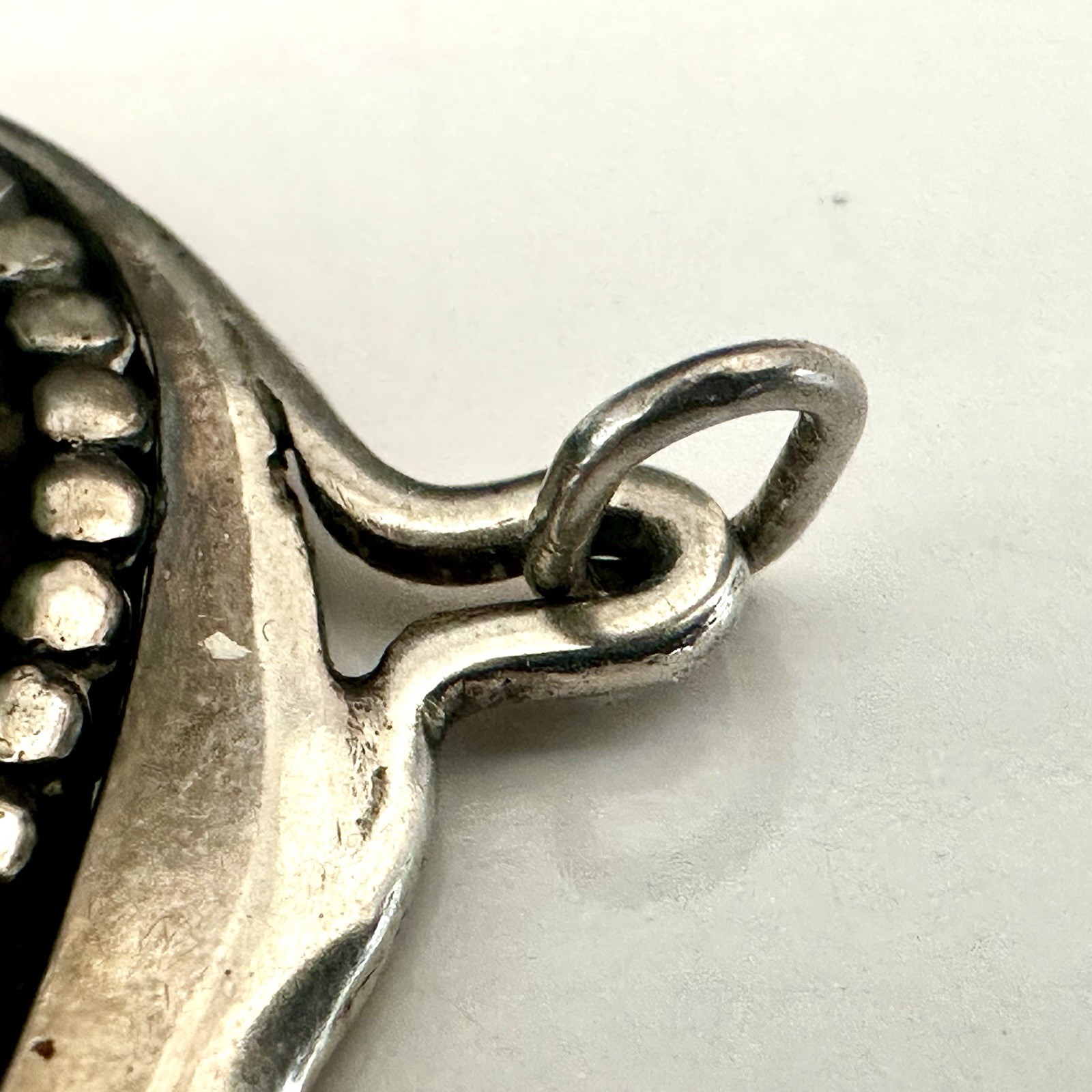 Sterling Silver 925 Abstract Turquoise Vintage Modernist Retro Pendant Handmade