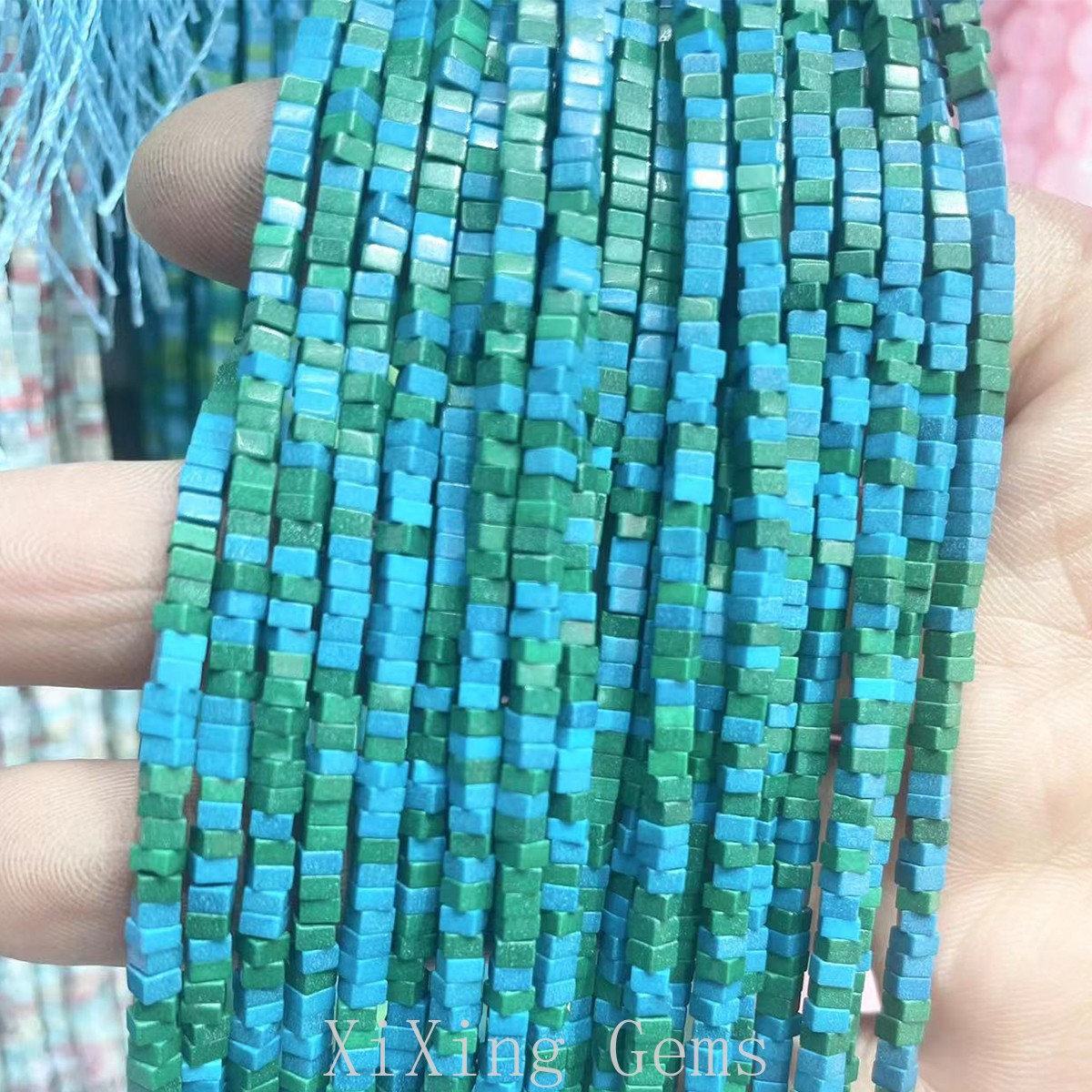1x2mm Blue Green Turquoise Flat Square Disc Spacer Beads for Jewelry Making DIY