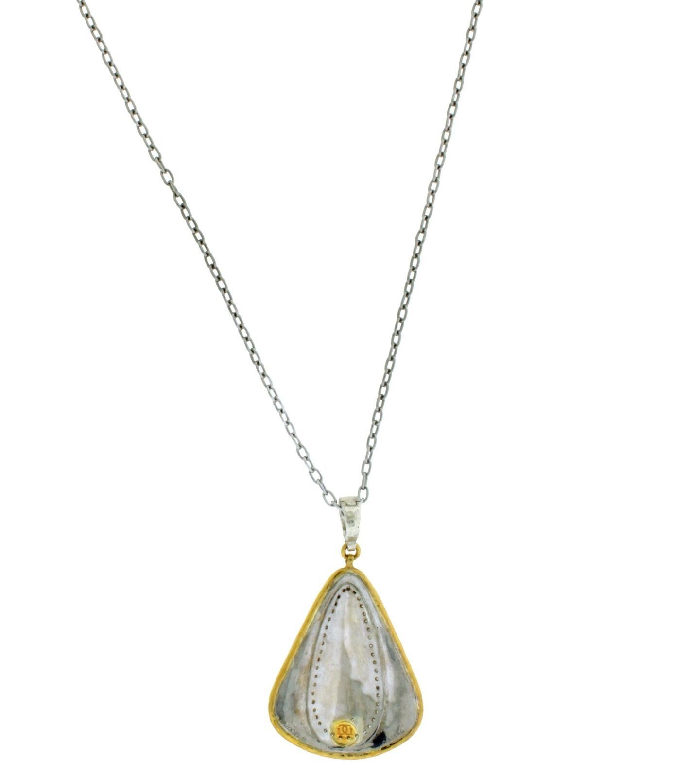 Gurhan Yellow Gold And 925 Silver Diamond Necklace Pendant 16 or 18 inches