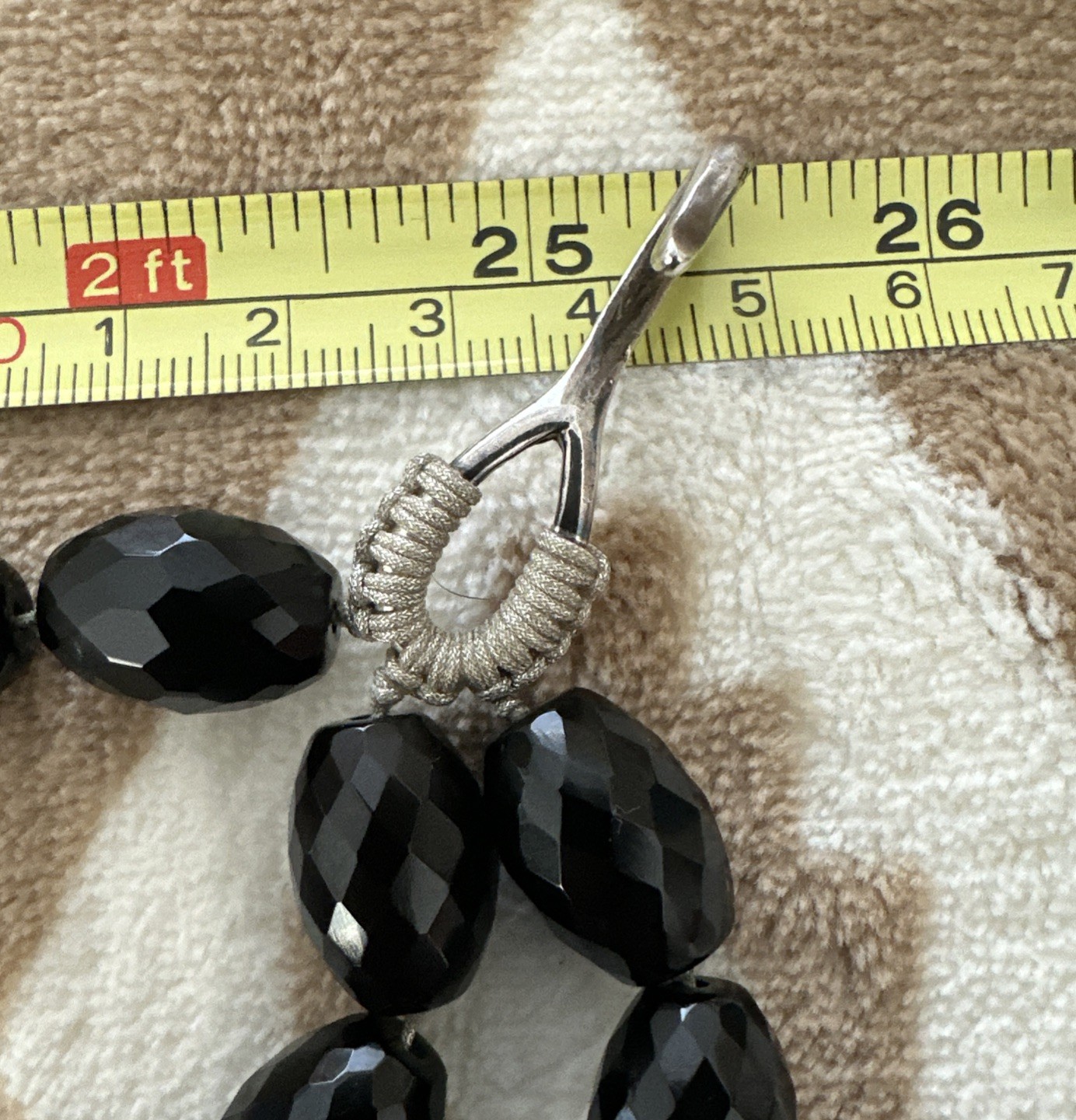 Simon Alcantara Faceted Black Bead Cube Quartz Clear Strand Statement Necklace