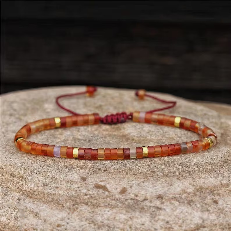 Natural Crystal Stone Bracelet Gemstone Healing Dainty Boho Bracelet Handmade