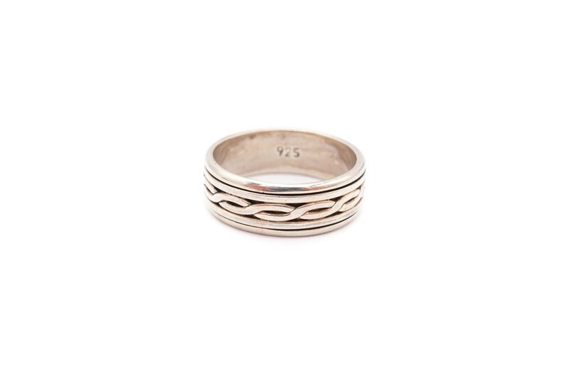 Sterling Silver 925 Barbed Wire Spinner Ring Size 8