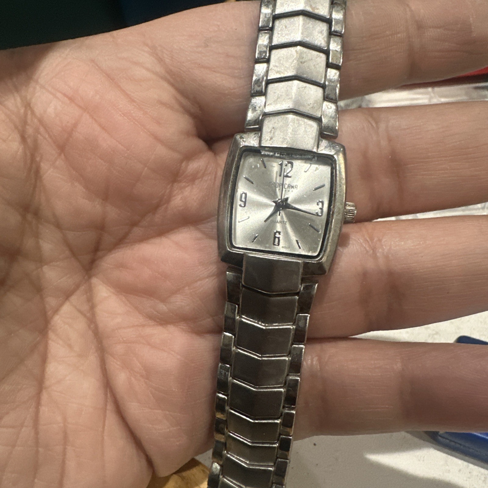 Vintage Working Tropicana Express Silver Ladies Watch New Battery 21mm Fit 7.5