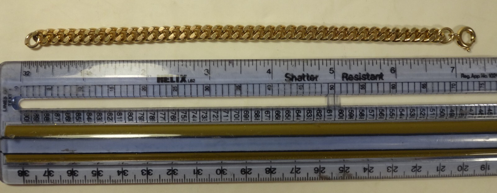 Vintage Gold Tone Curb Link Chain Bracelet 7.25″ Spring Ring Made in Germany