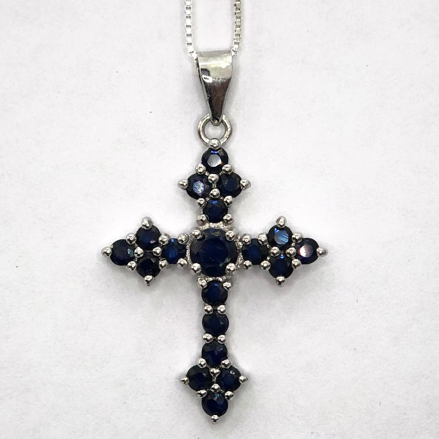 Sapphire Diffusion Gemstone 925 Sterling Silver 35x22mm Pendant Royal Blue