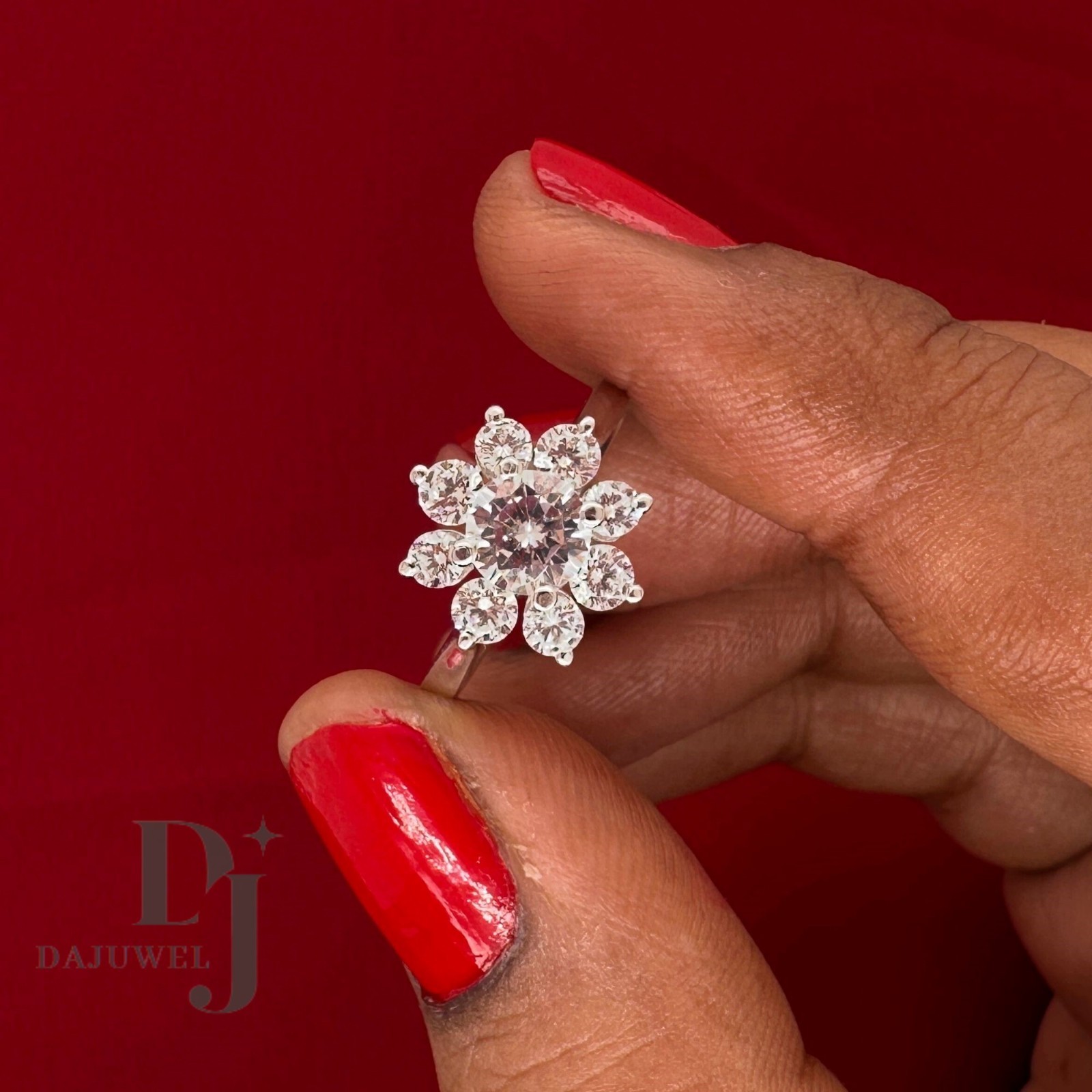 2.50 Carat Round Cut Moissanite Floral Engagement Ring Solid 14K White Gold