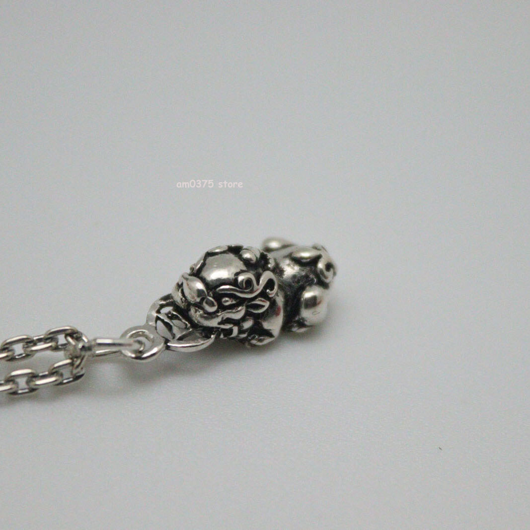 Real 925 Sterling Silver Women Men Lucky Charm Dragon Pixiu Pendant 22*9mm