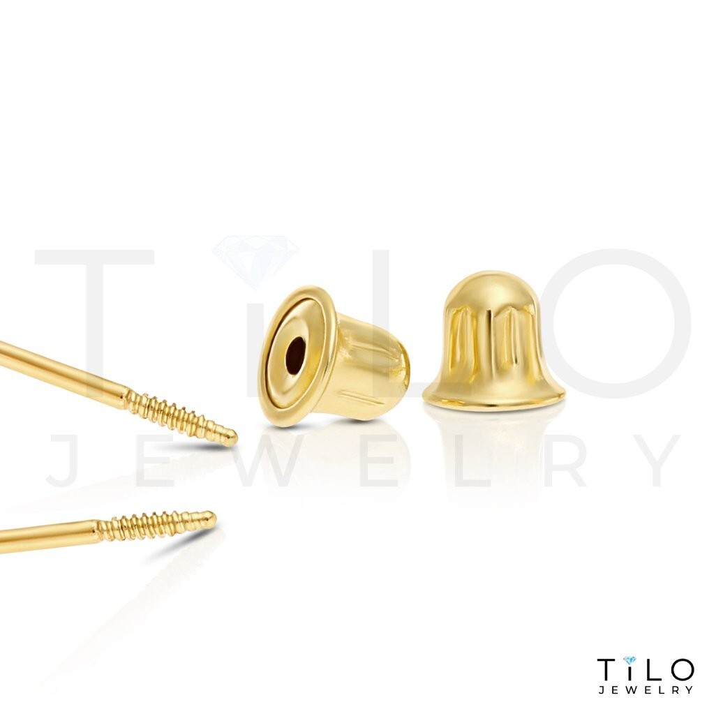 14K Real Solid Gold Dainty Love Knot Pave CZ Sleeper Stud Earrings Screw-back