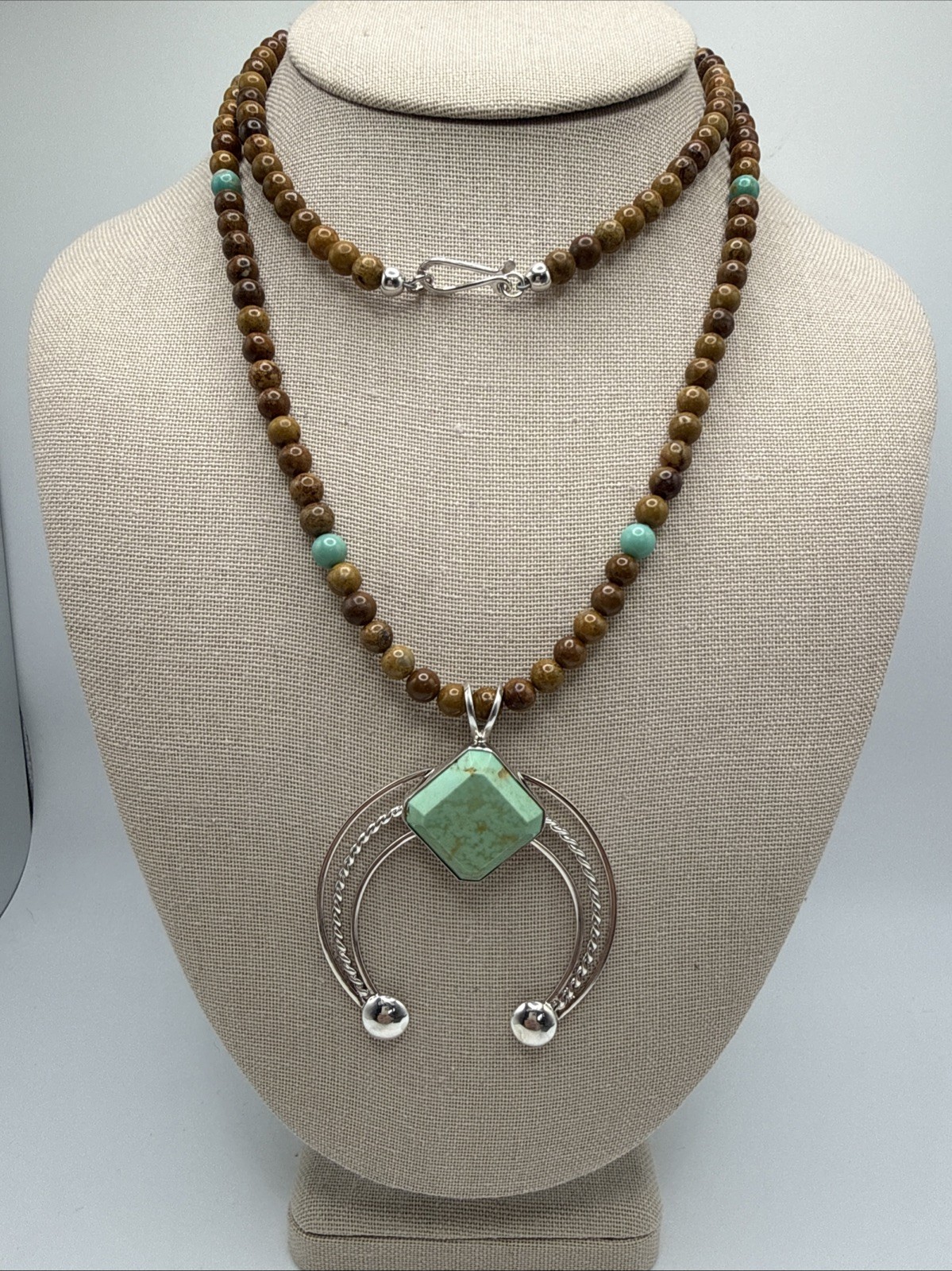 Jay King Mexican Campitos Turquoise & Jarosite Sterling Silver Naja Necklace