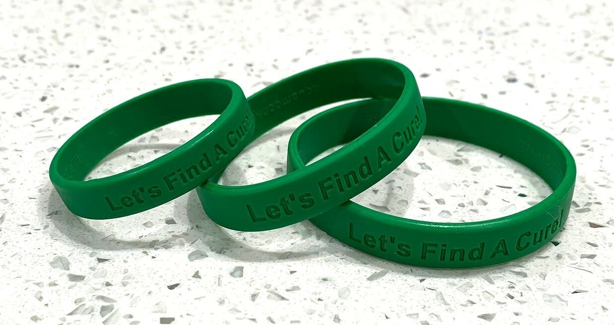 SMALL CHILD Size Only – 10 Let’s Find a Cure Green Silicone Wristband Bracelets