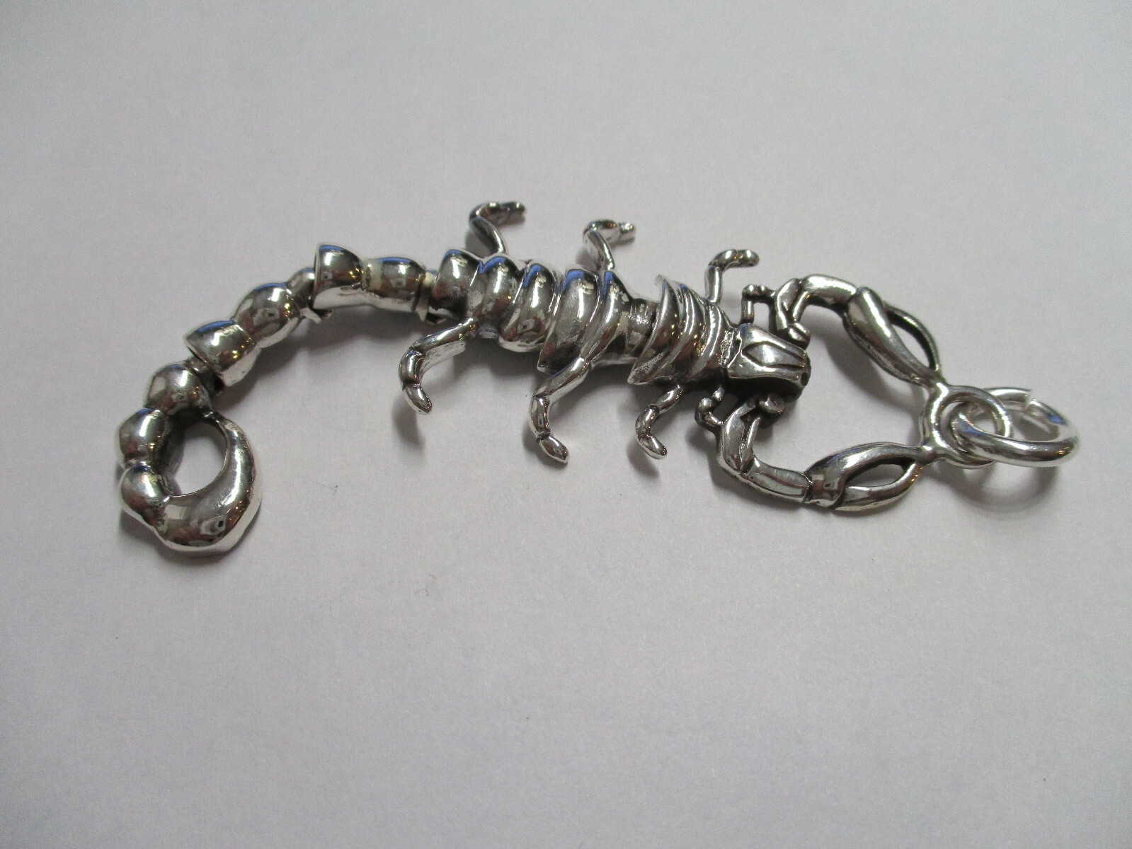 Sterling Silver Pendant Scorpion solid 925 silver 3.5 inches long