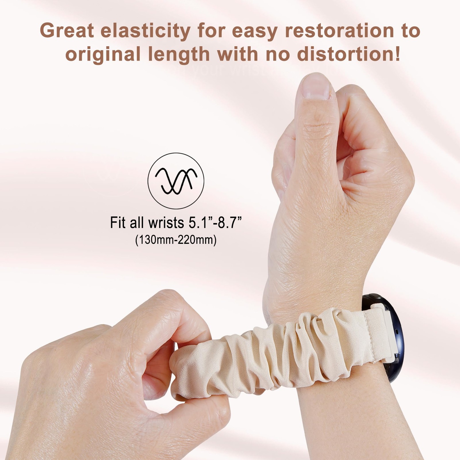 Stretchy Scrunchie Bands Compatible with Garmin Venu 3S/Venu 2S, 18mm Nylon S…