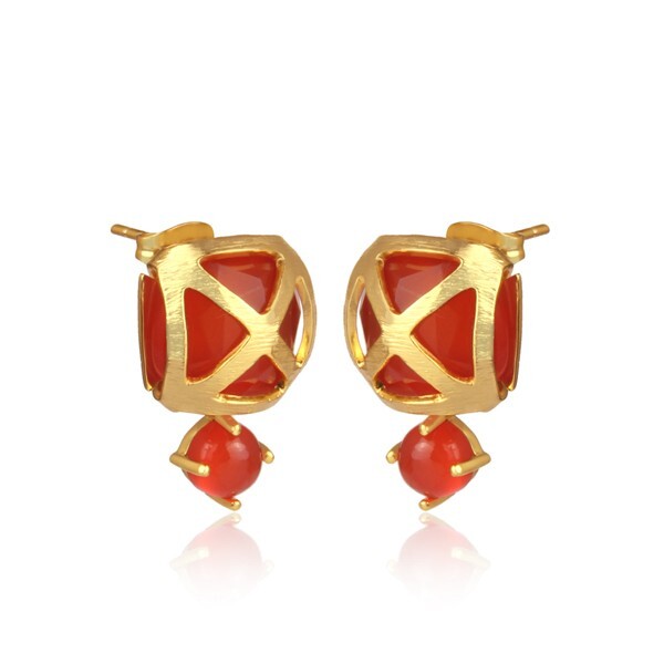 Carnelian Set Turkish Style Designer Stud Gold Earrings Jewelry For Women Gifts