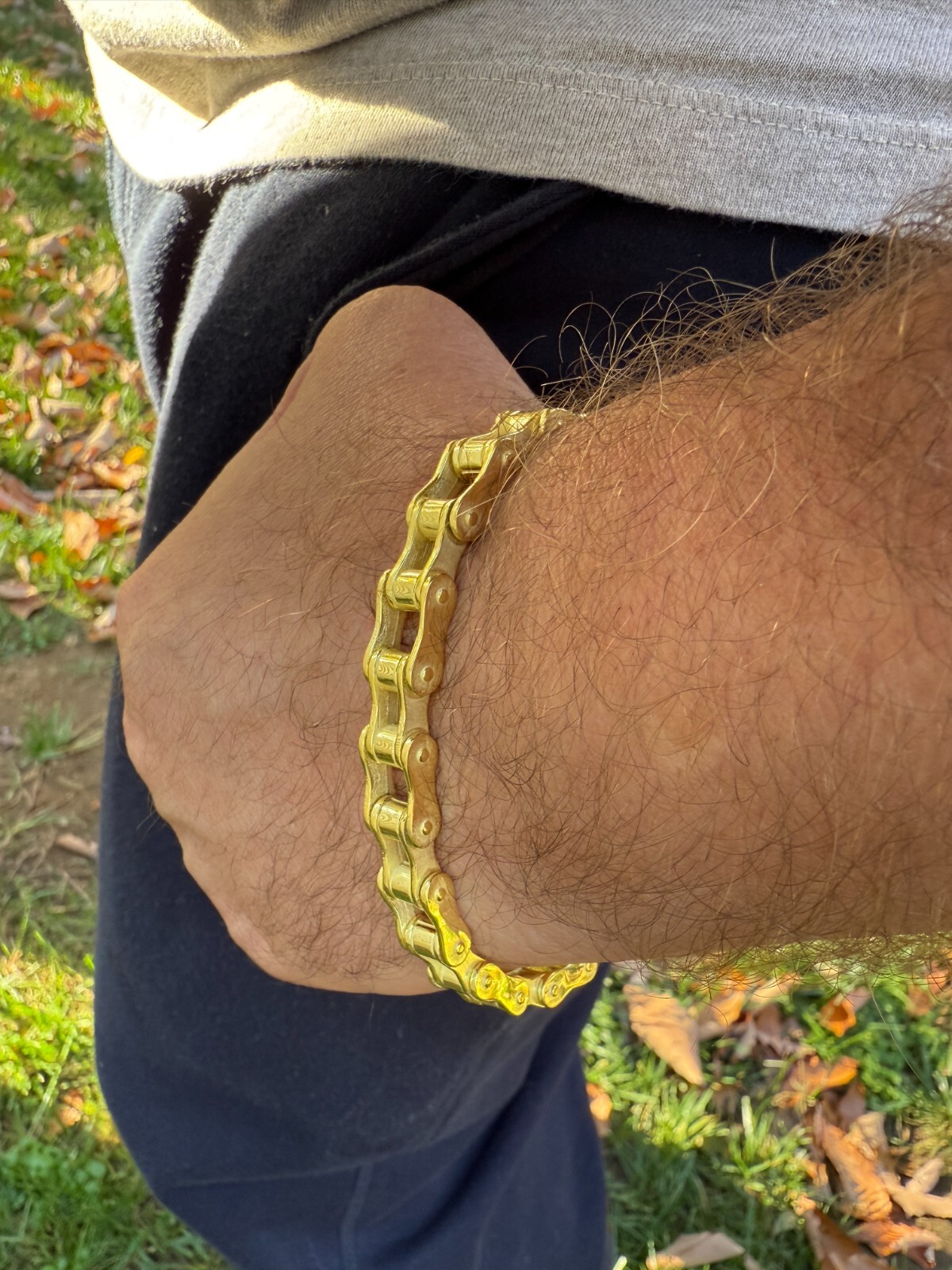 Bicycle Link Bracelet Real 14k Gold Vermeil 925 Silver Handmade 9mm Bike Chain