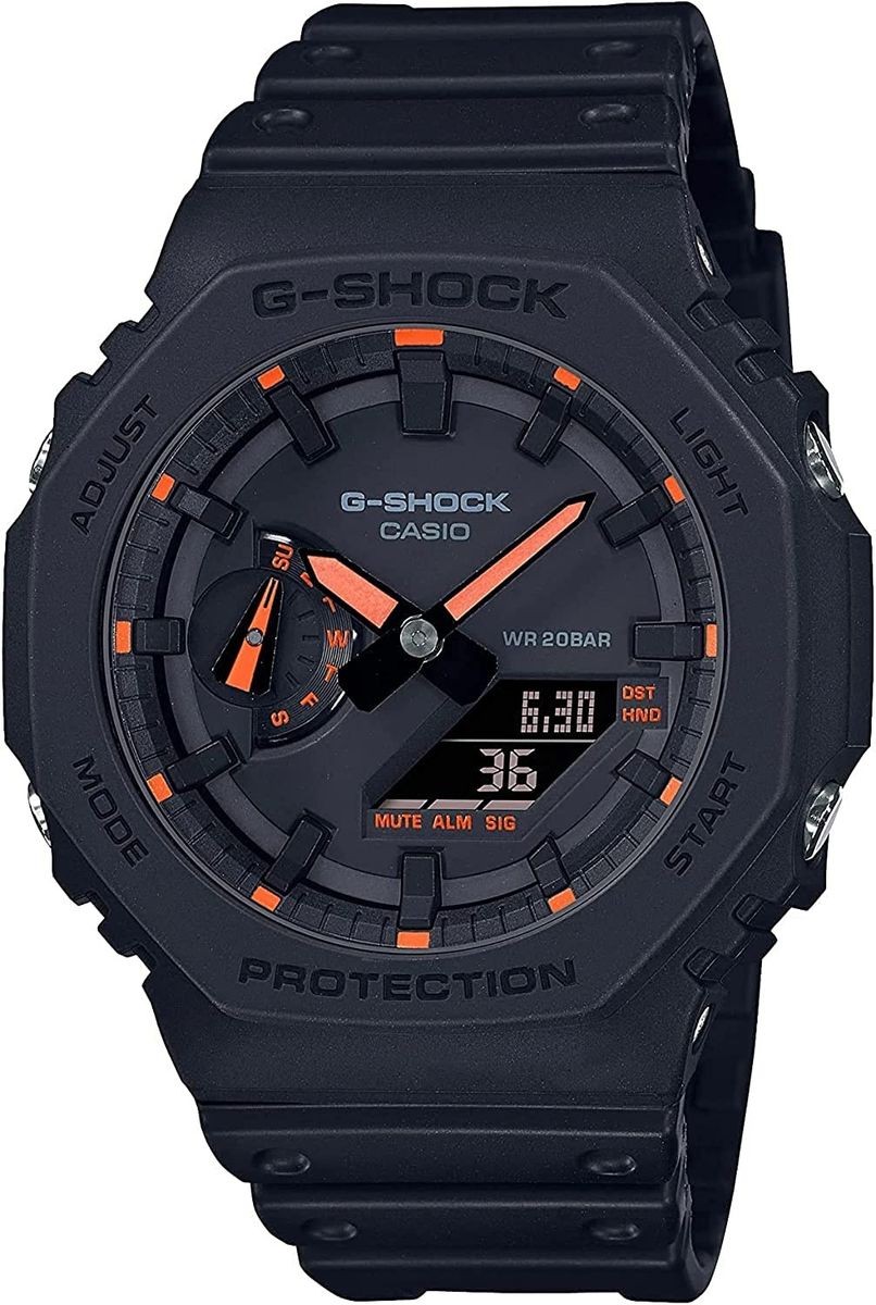 CASIO G SHOCK Men’s Ana Digi GA 2100 1A4 NEON ACCENT Series Orange