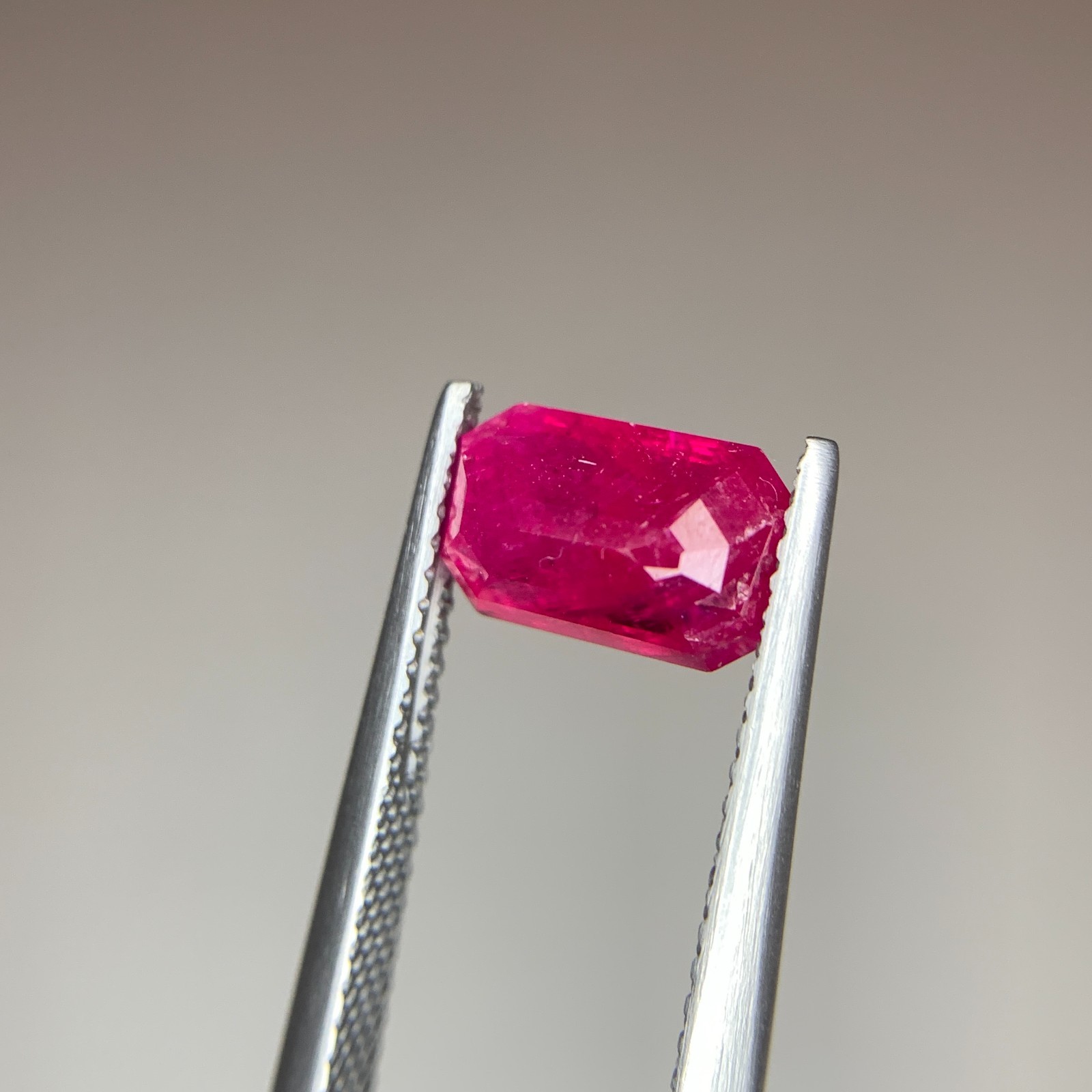 Natural Red Ruby Gemstone 2.56 Carat from Afghanistan Faceted Emerald Cut Loose