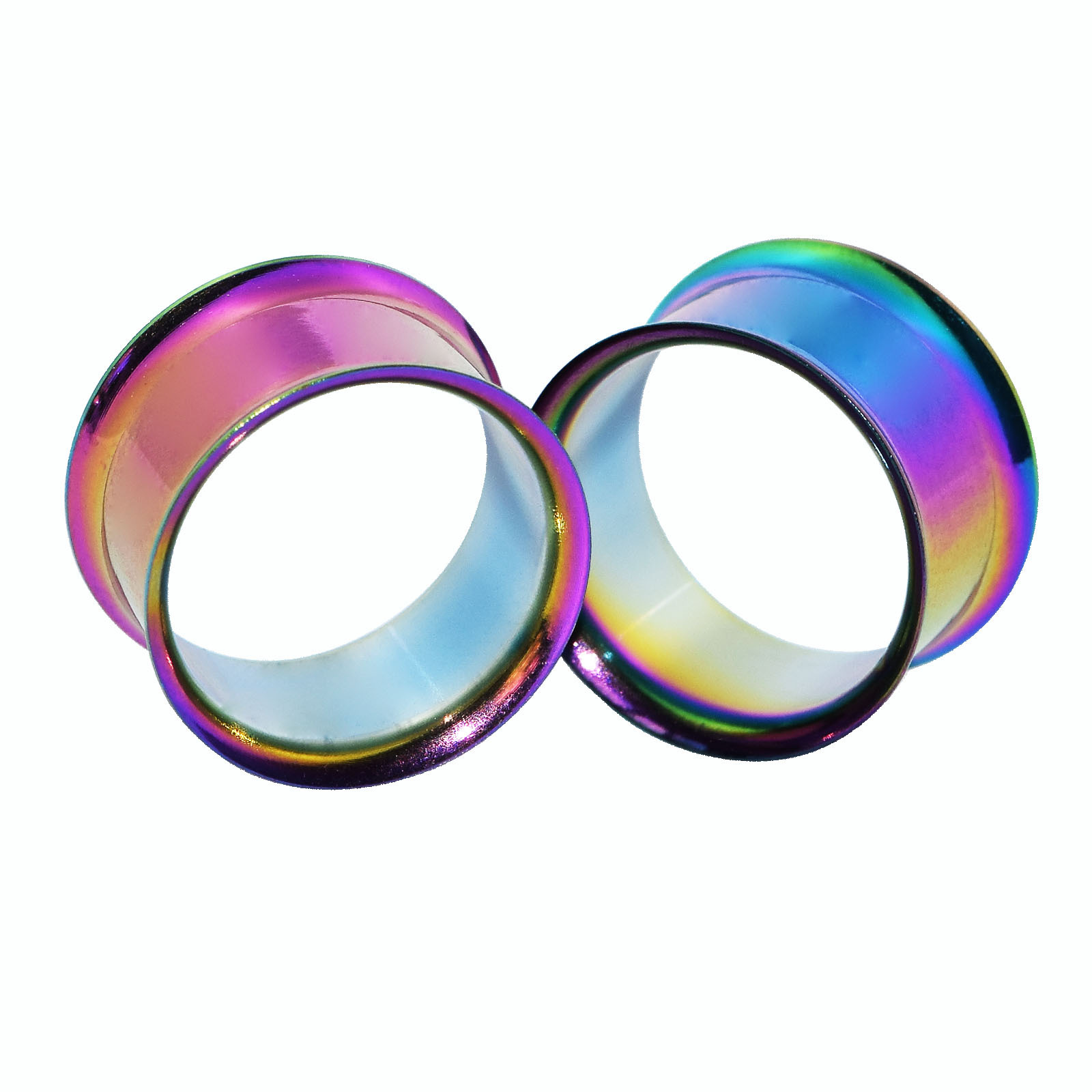 Pair Ear Tunnel Plug Stainless Steel Hollow Double Flared Expander Piercing