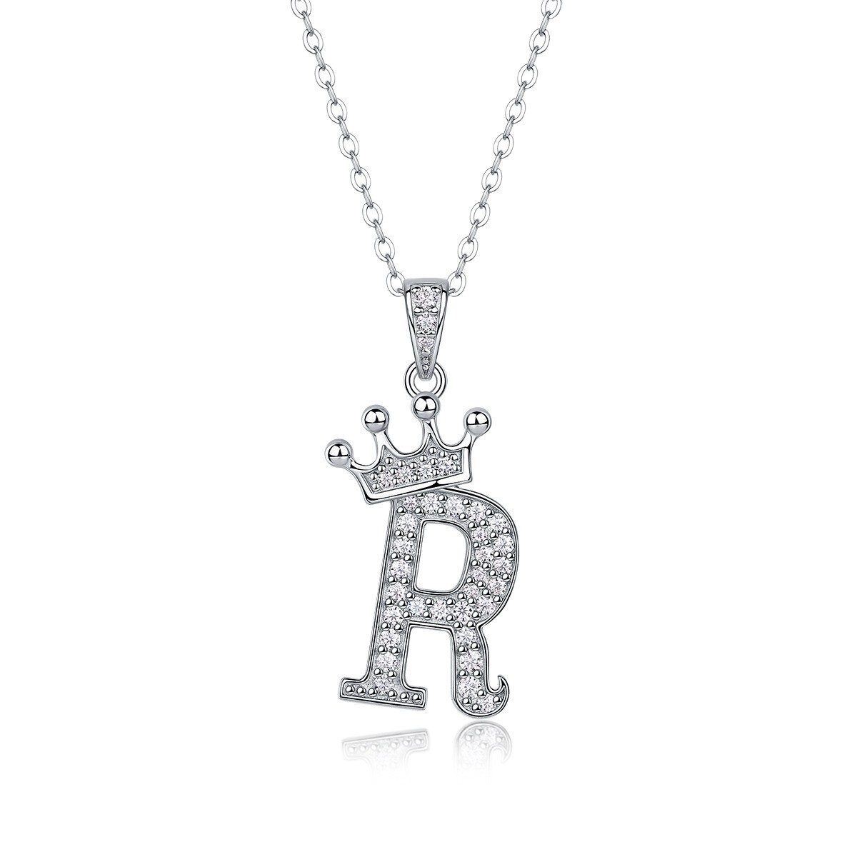 D Color Moissanite 26 Letter Pendant Necklace 925 Sterling Silver Pass Tester