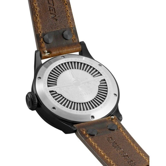 NWT Torgoen T47 Jumbo Black Sapphire GMT 47mm, Brown Leather Strap Retail $325