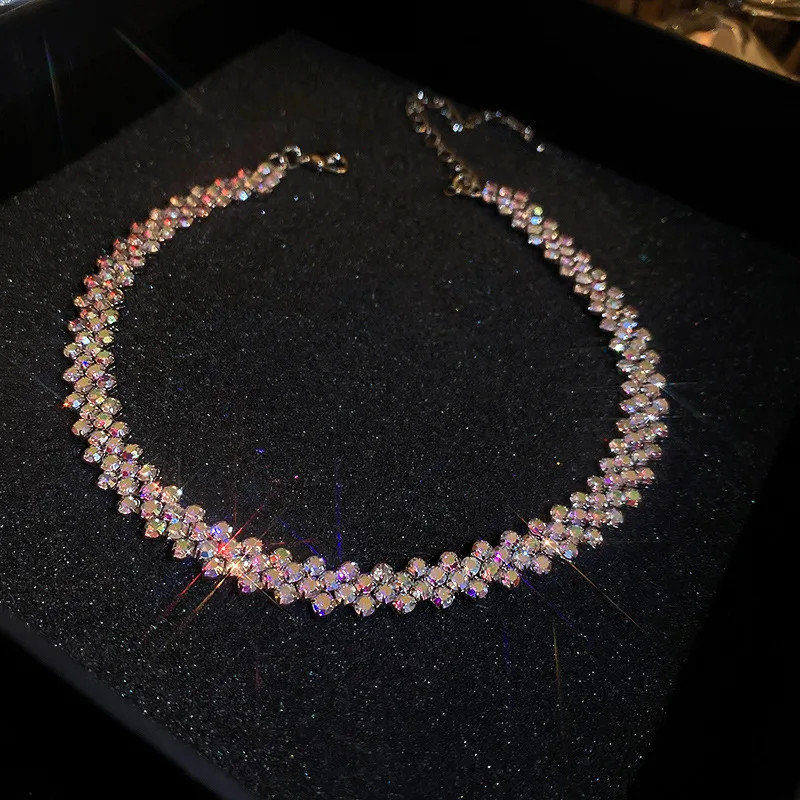 Rhinestone Collar Necklace Full Crystal Geometric 35+5cm Women Jewelry